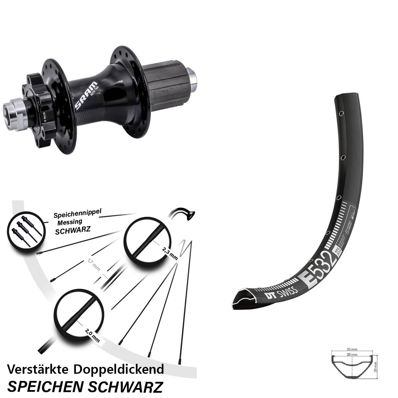 Disc Laufrad 12x148 27,5 Zoll DT Swiss E532 Sram 746 8-11 fach HG
