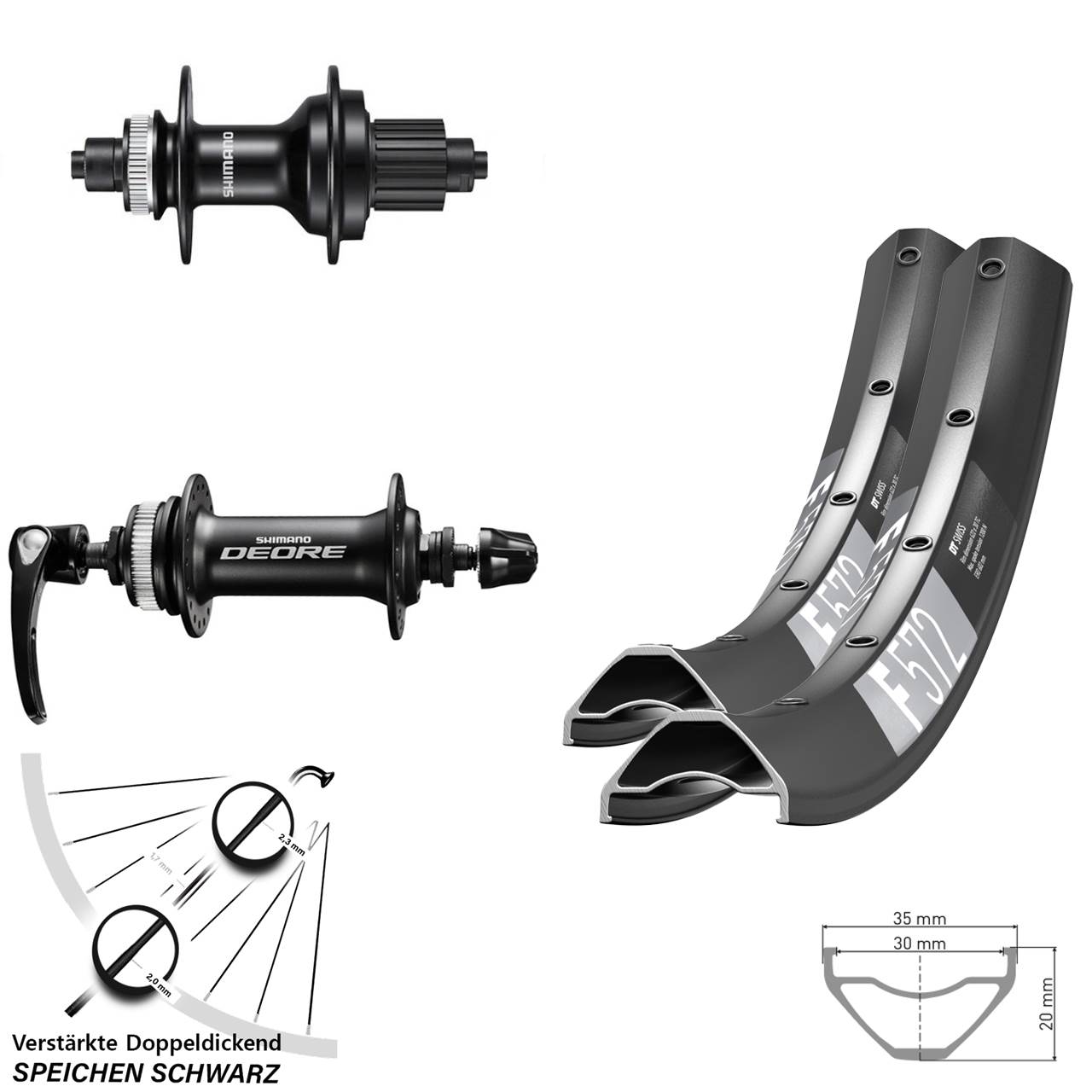 Disc Laufrad-Satz QR 29 Zoll DT Swiss F572 Shimano FH-MT500 HB-M6000 Micro Spline