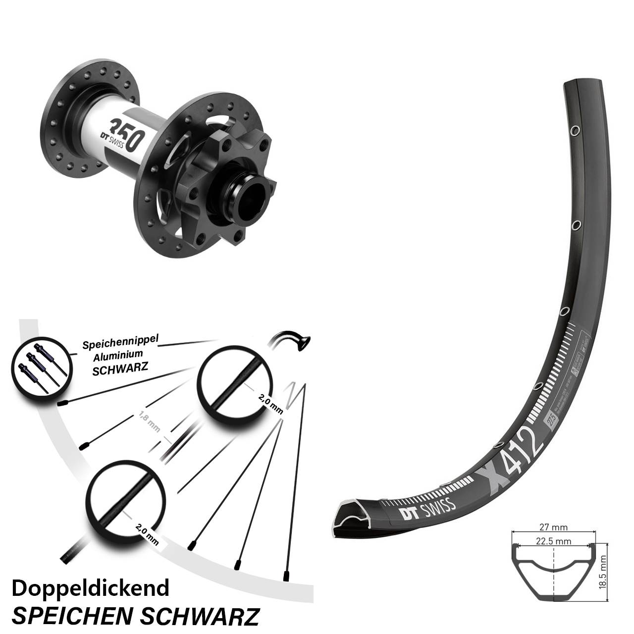 DT Swiss X 412 DT Swiss 350 28-29 Zoll Disc Laufrad 15x110 Boost