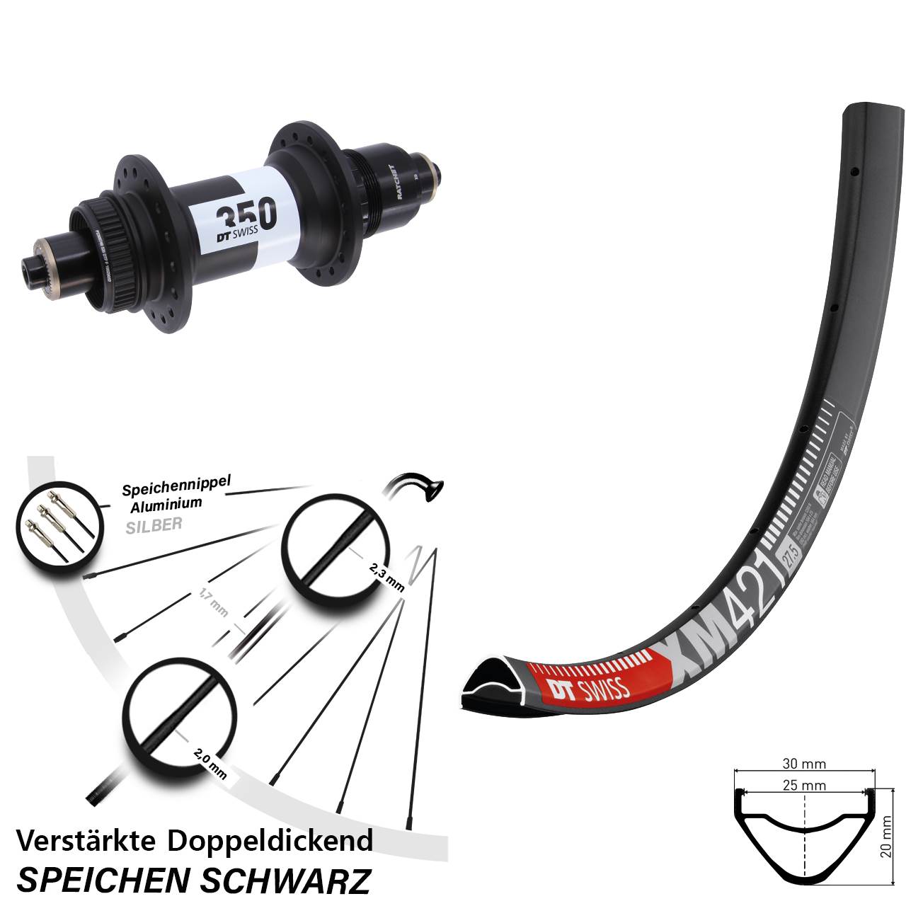 Disc Laufrad QR 27,5 Zoll DT Swiss XM421-350 XD 11-12 fach