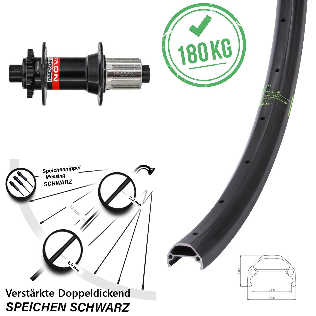 Disc Laufrad 12x148 650B KX Evo Novatec D-442 HG 8-12 fach