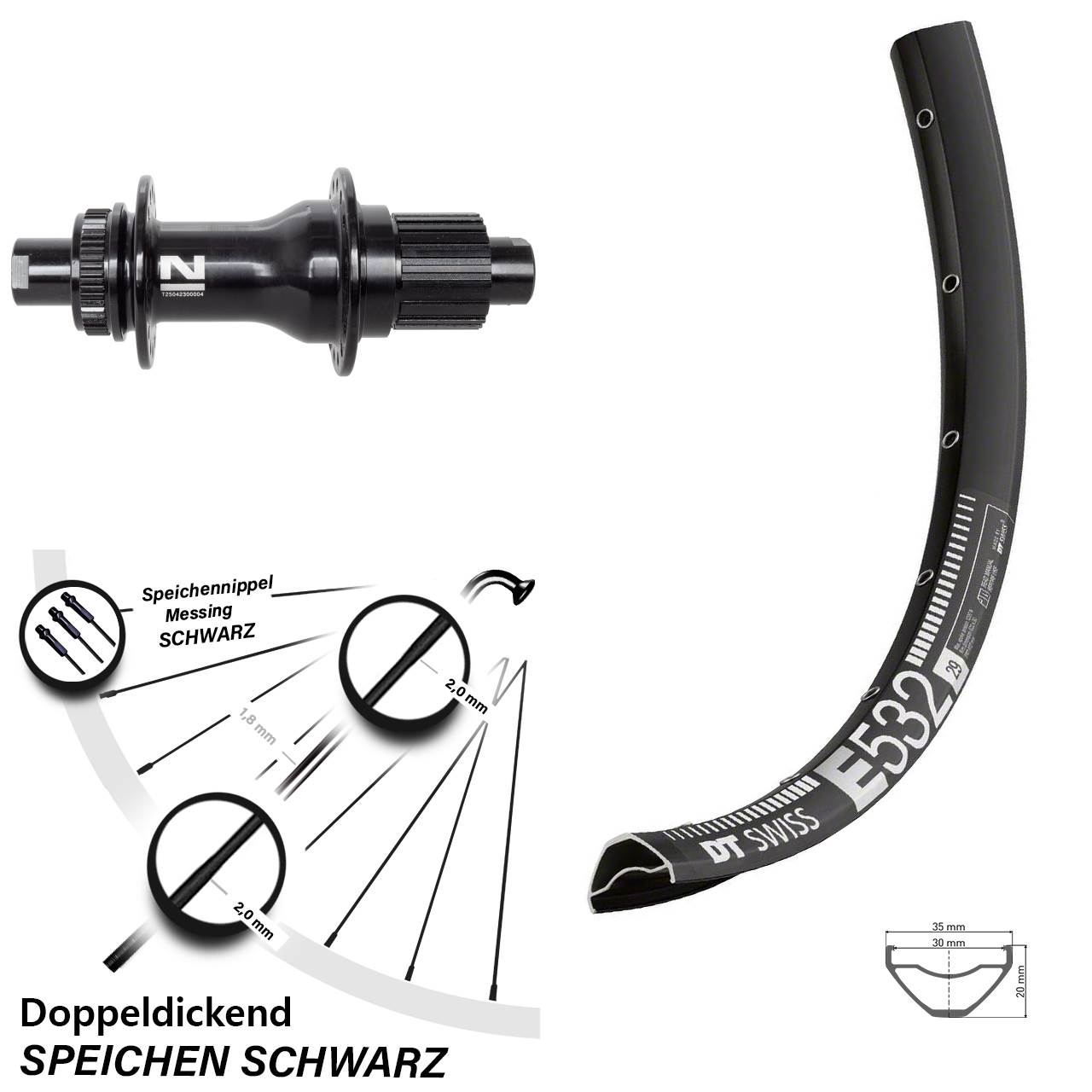 29 Zoll DT Swiss E 532 Novatec D792SB Disc Laufrad 12x142 Shimano Micro Spline