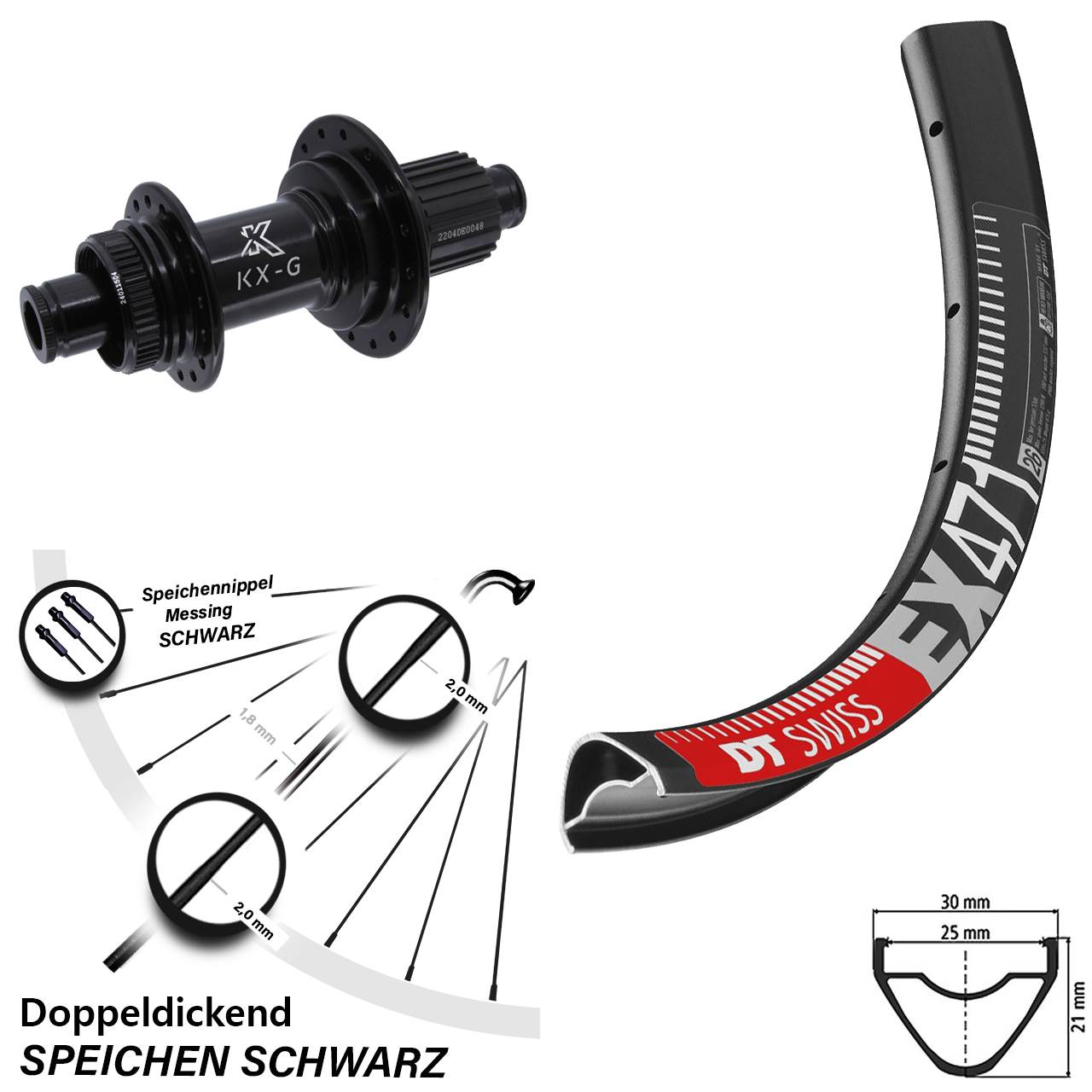 Hinterrad 29 Zoll DT Swiss EX 471 KX-GS Micro Spline 12x142