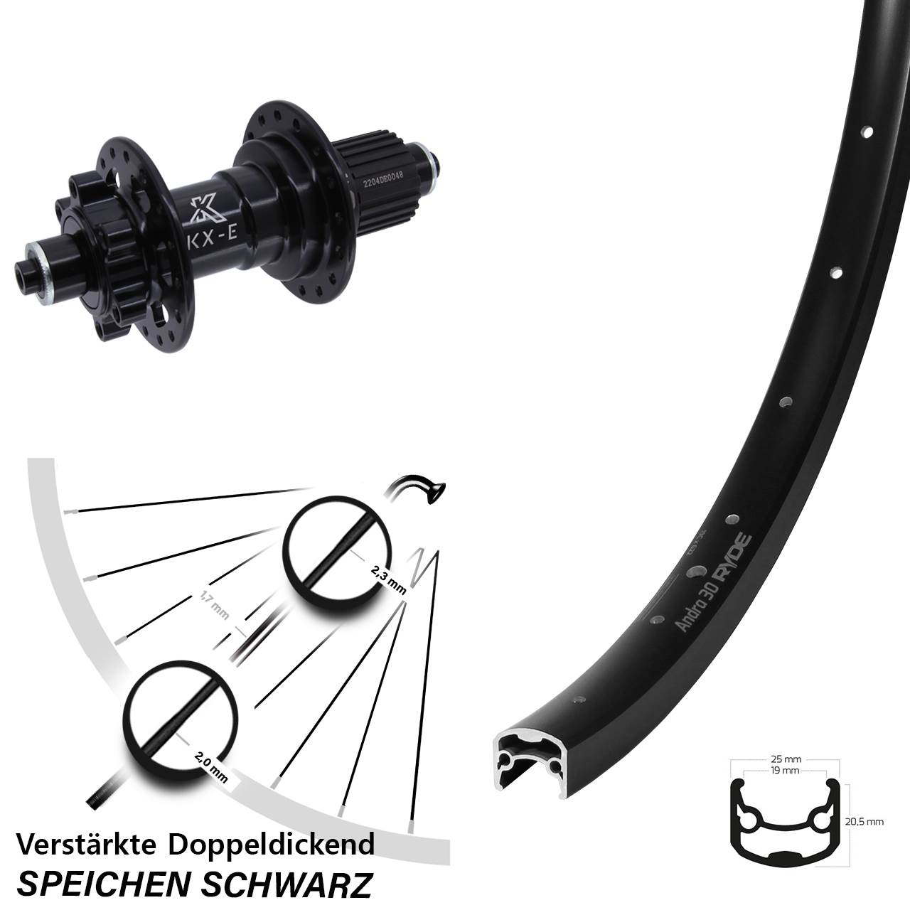 Disc Laufrad QR 28 Zoll Ryde Andra 30 KX-E Shimano Micro Spline
