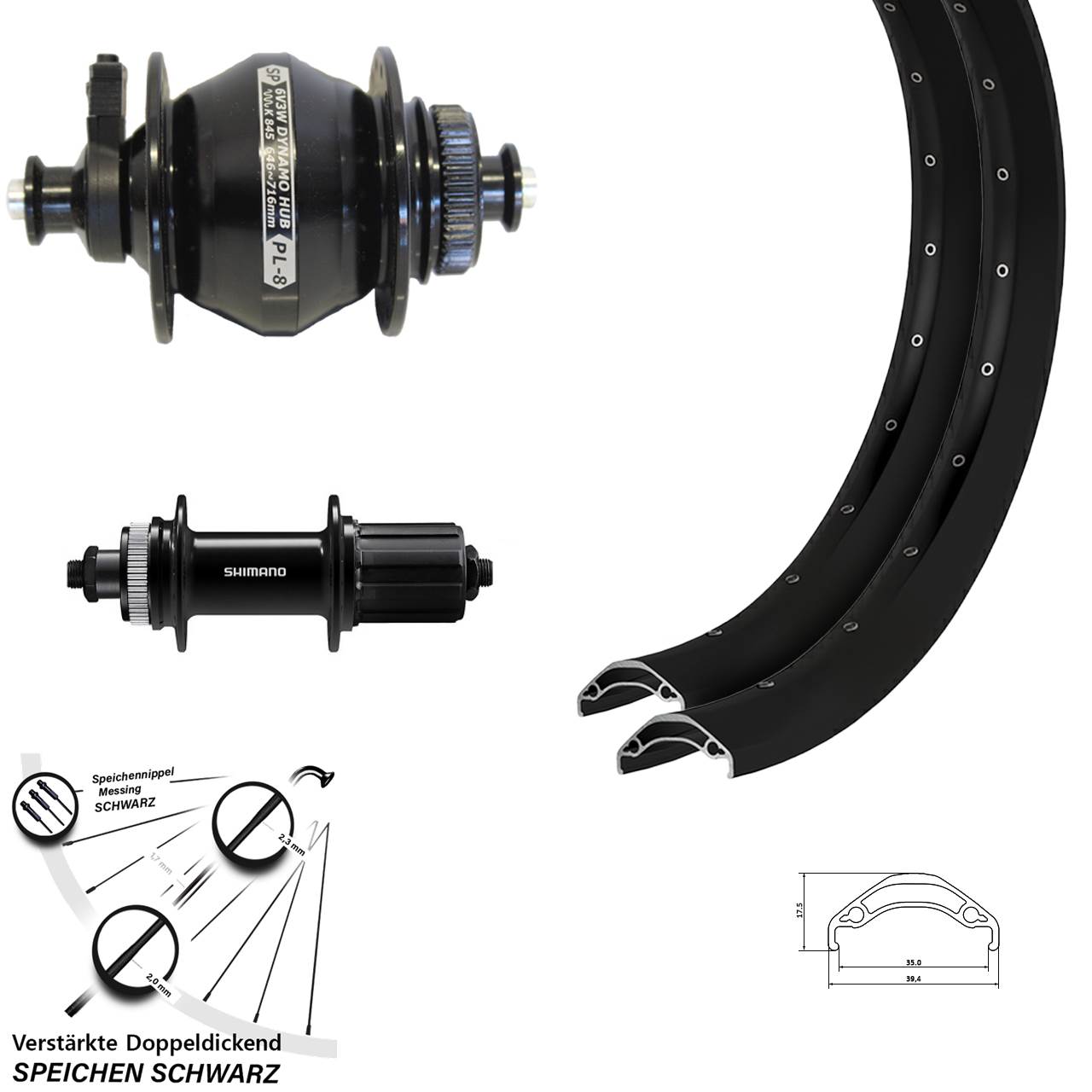 29 Zoll Ryde Disc 35 Shimano FH-QC400 Shutter PL-8 Laufradsatz QR 8-11 fach HG