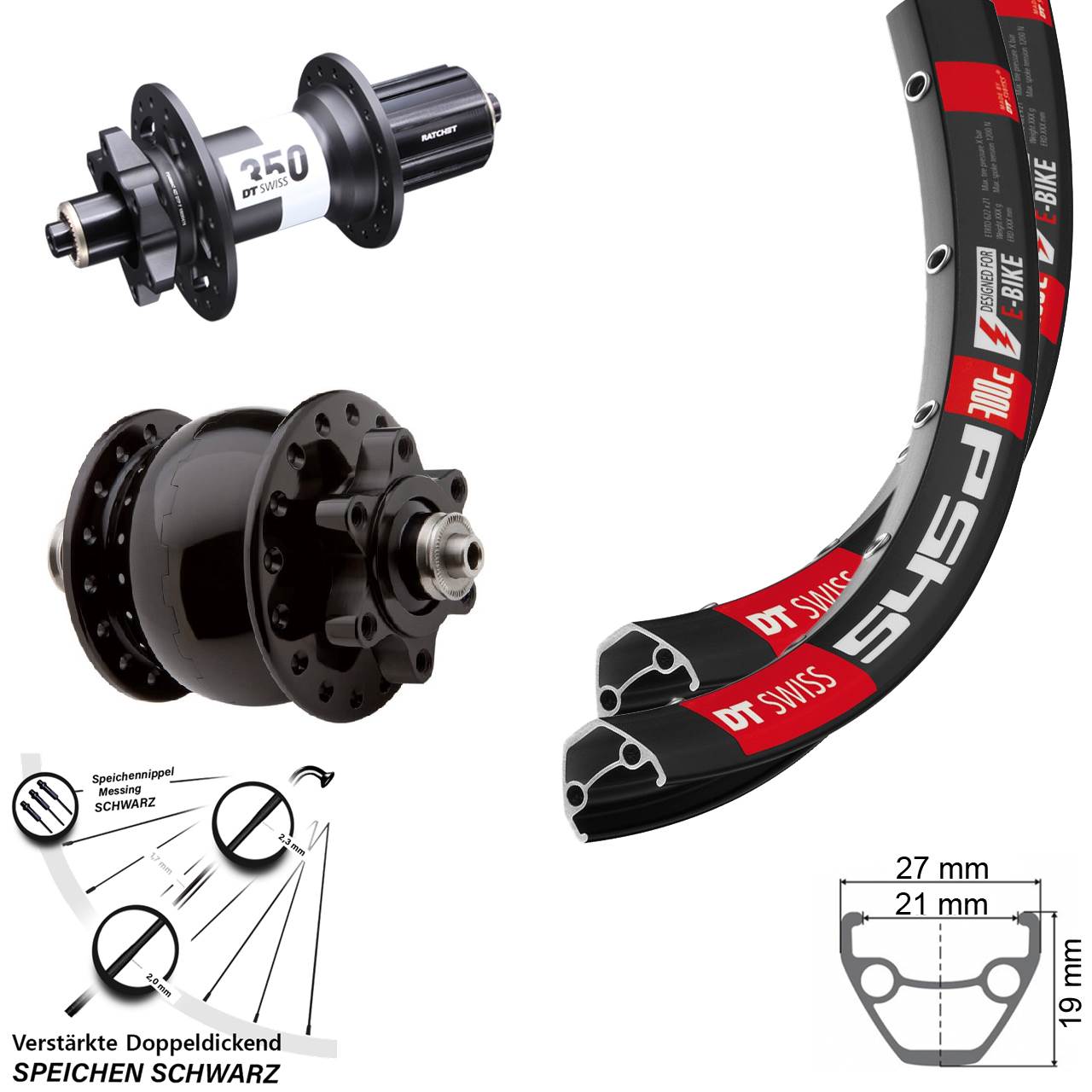 Disc Laufrad-Satz 26 Zoll DT Swiss 545-350 SON 28 8-11 fach QR