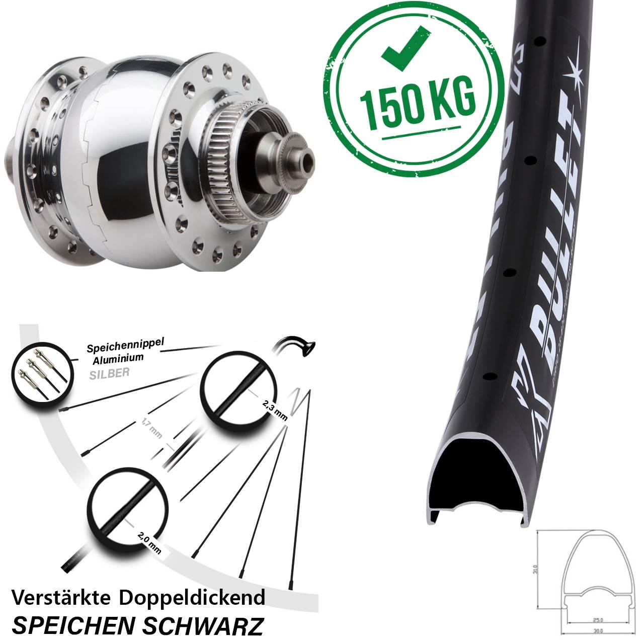 28-29 Zoll KX Bullet SON 28 Disc Nabendynamolaufrad QR