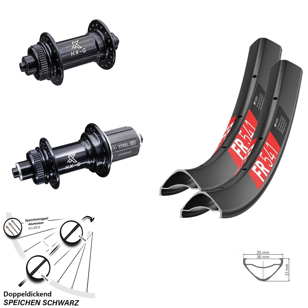 Centerlock Laufradsatz QR 29 Zoll DT Swiss FR 541 KX-G KX-GS Heavy Duty 8-12 fach