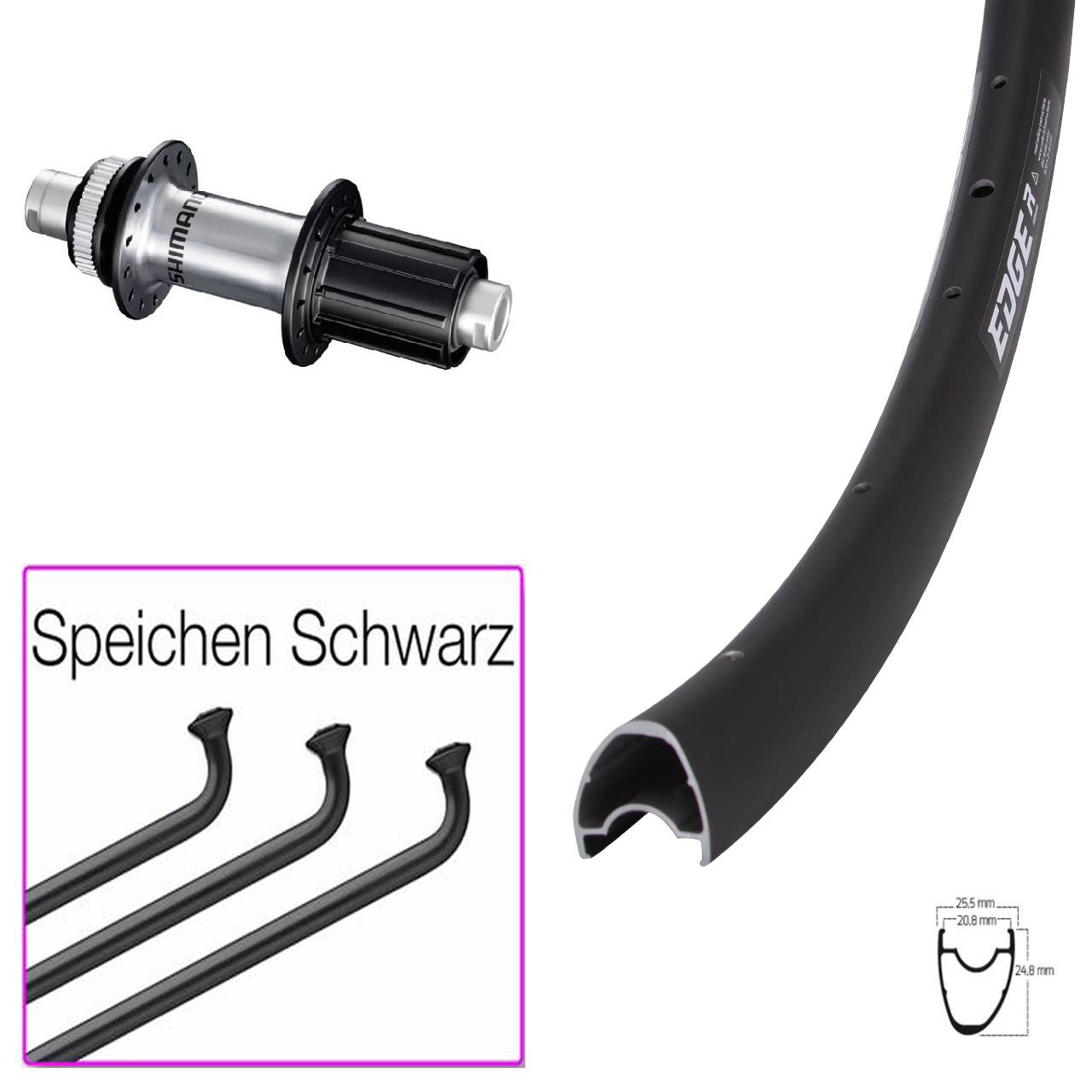 Centerlock Hinterrad 28 Zoll Ryde Edge R25 OS Shimano GRX 8-12 fach 12x142