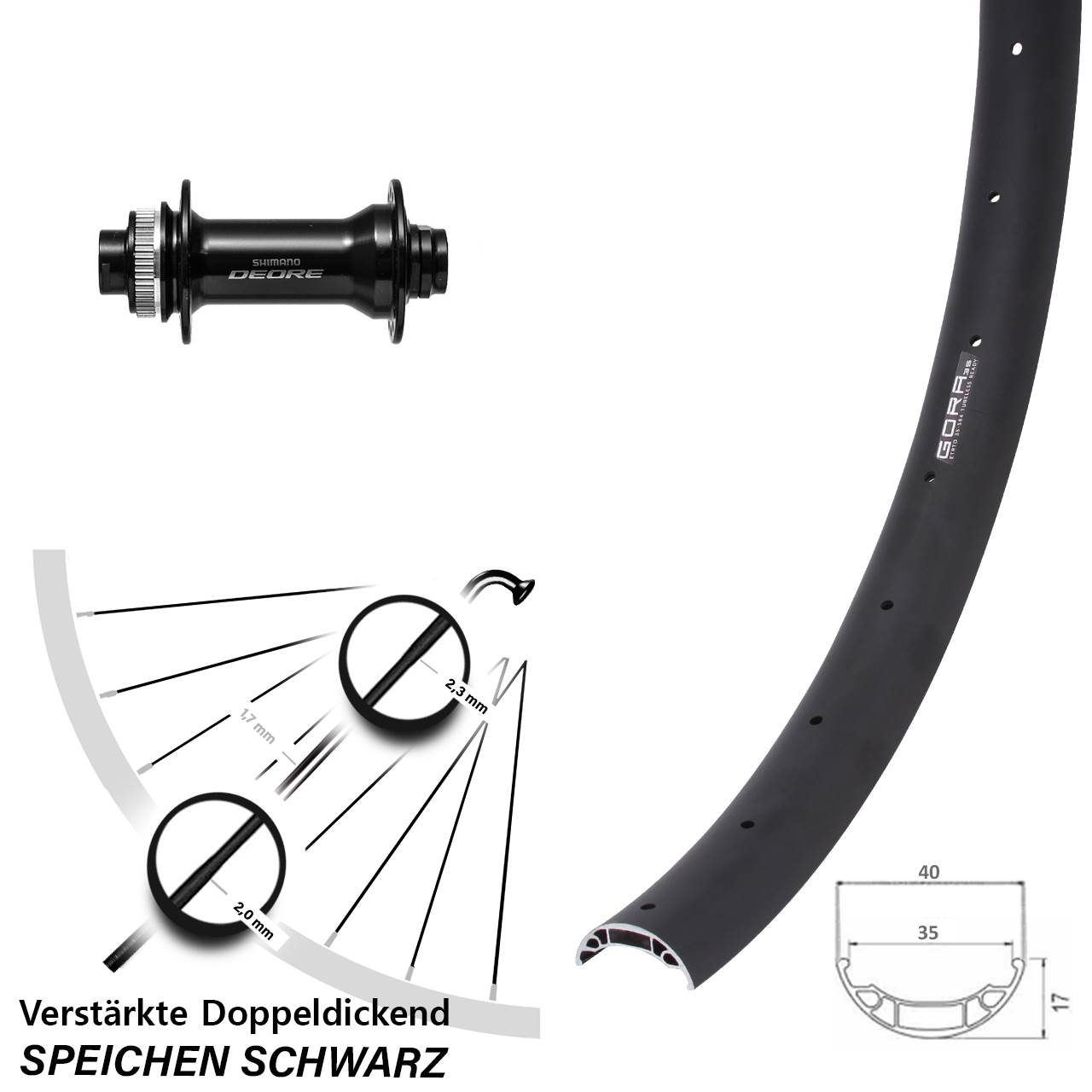 Gora 35 Shimano Deore HB-M6010 27,5 Zoll Disc Laufrad 15x110 Boost