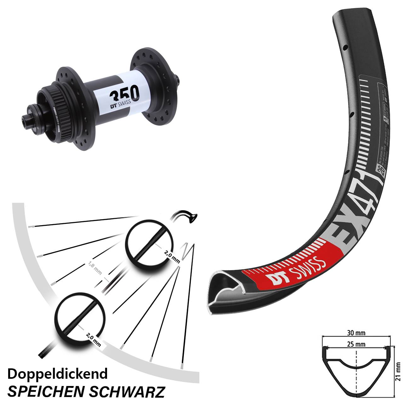 Disc Vorderrad 27,5 Zoll DT Swiss EX471-350 QR