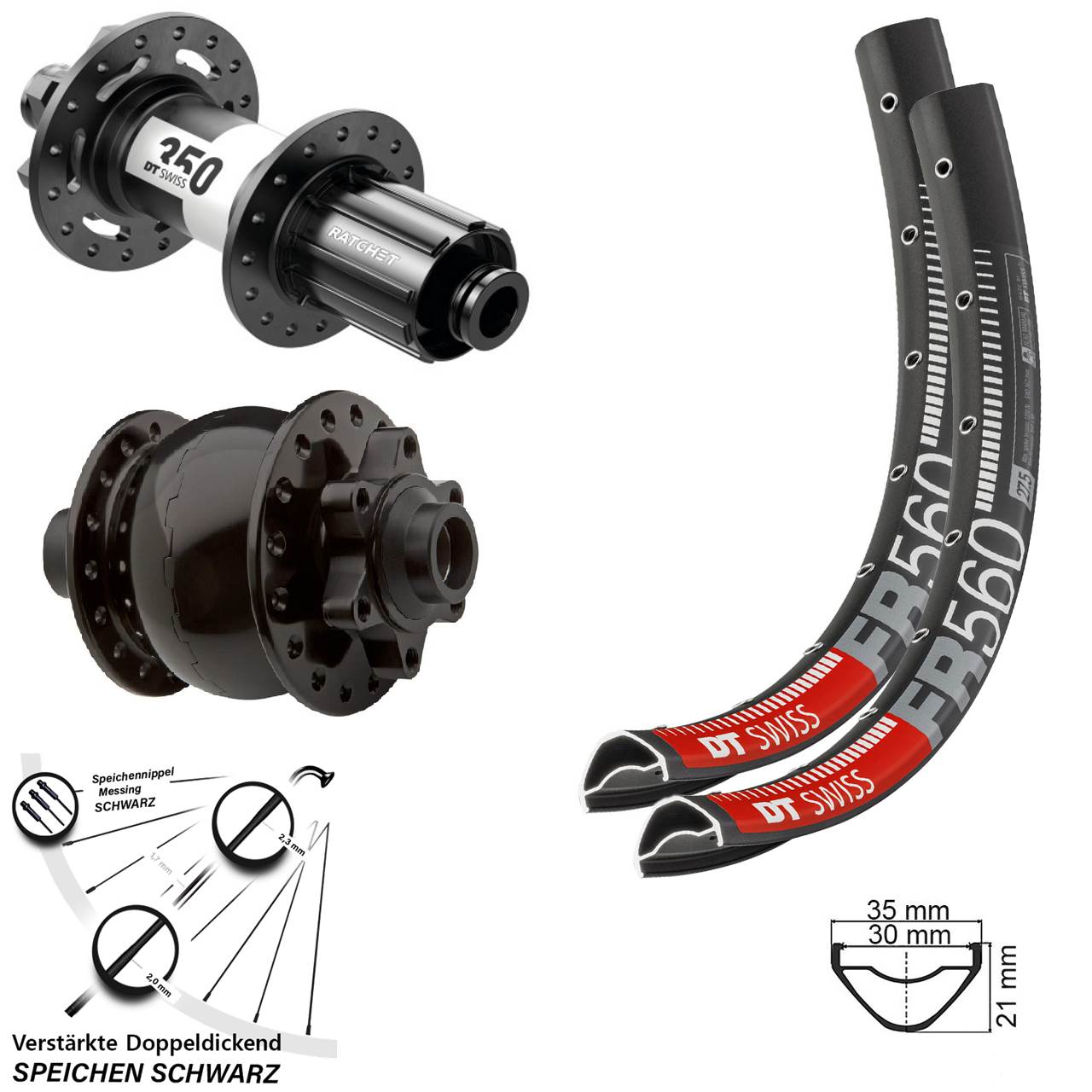 26 Zoll DT Swiss FR 560 350 SON 28 Disc Laufradsatz 15x100 12x142 8-11 fach HG