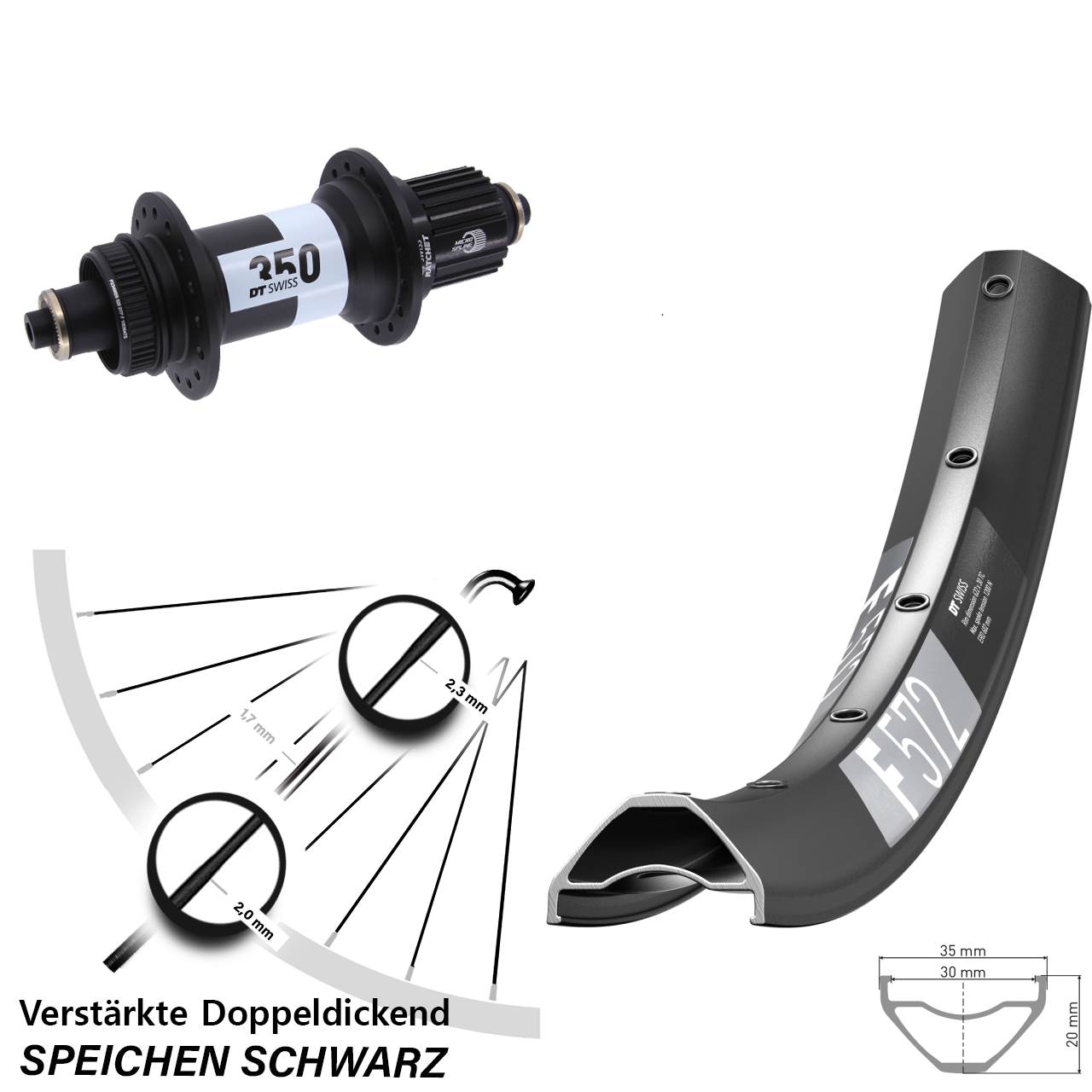 Disc Laufrad 29 Zoll DT Swiss F572-350 Ratchet 36 Shimano Micro Spline QR Boost