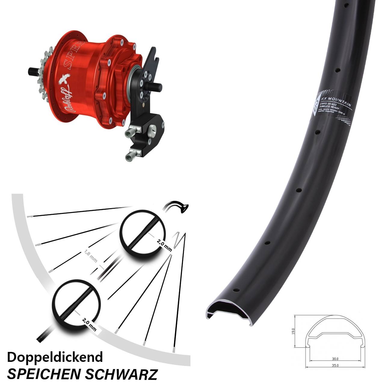 29 Zoll KX Mountain TR Rohloff Speedhub 500/14 TS DB OEM2 rot