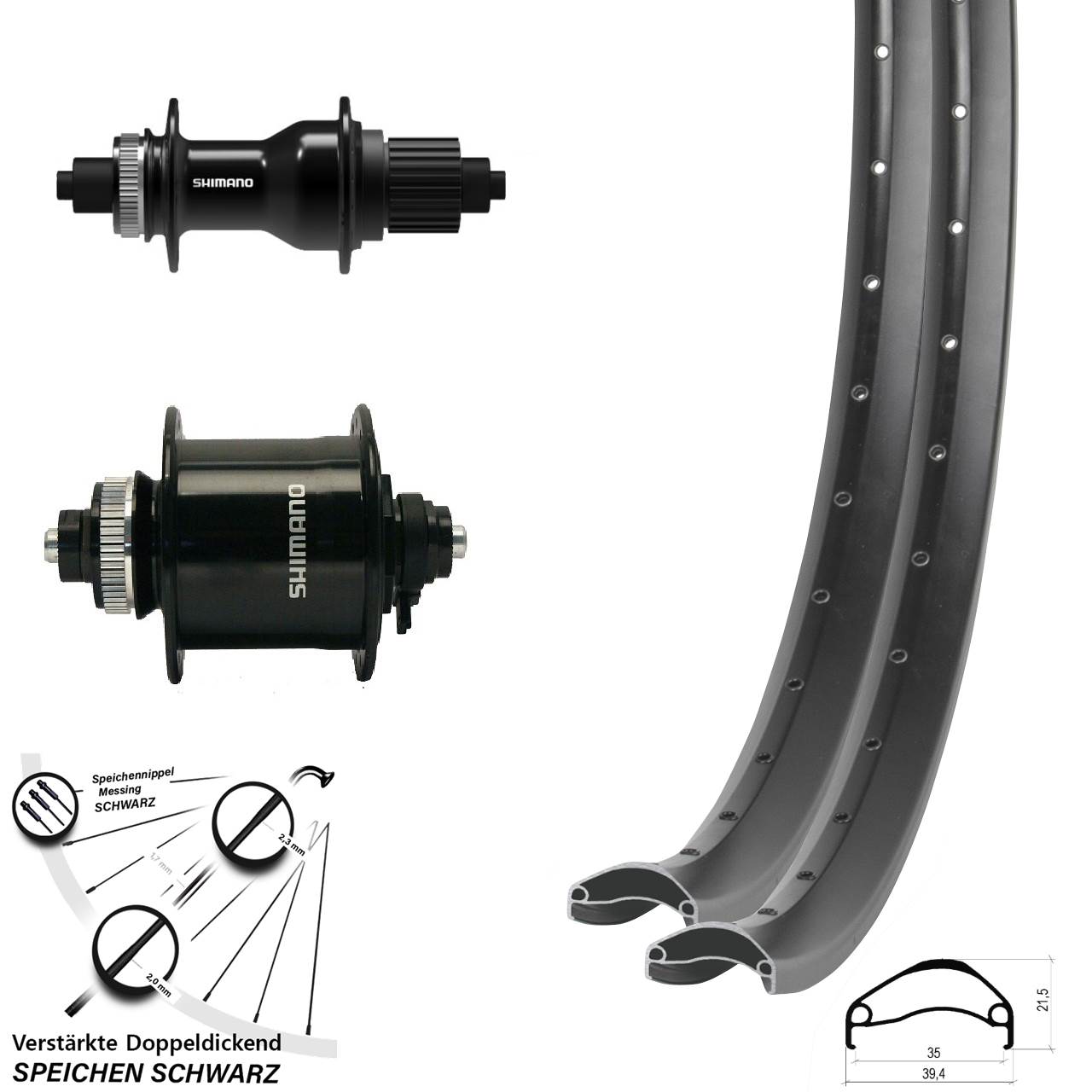 29 Zoll Ambrosio E35 Shimano DH-UR700-3D FH-QC500 Disc Laufradsatz QR Micro Spline