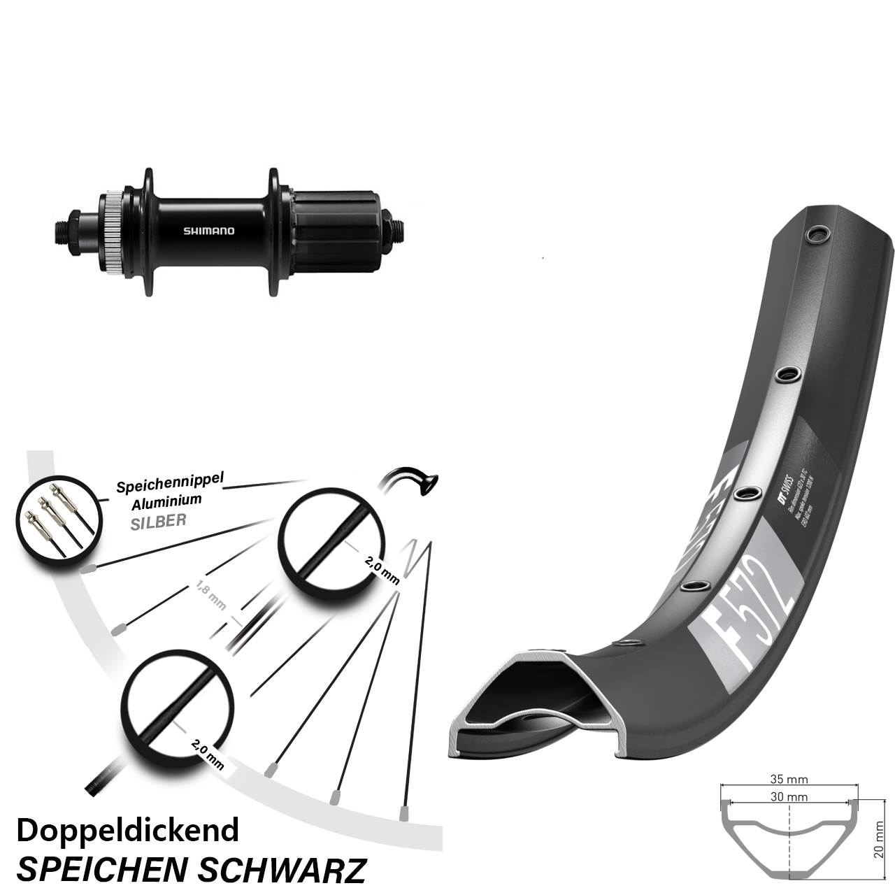 Hinterrad Centerlock 29 Zoll DT Swiss F 572 Shimano FH-QC400 8-11 fach für Schnellspanner