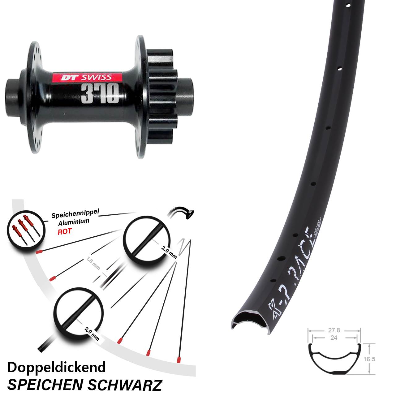 28-29 Zoll KX-R Race DT Swiss 370 Disc Laufrad 12x100