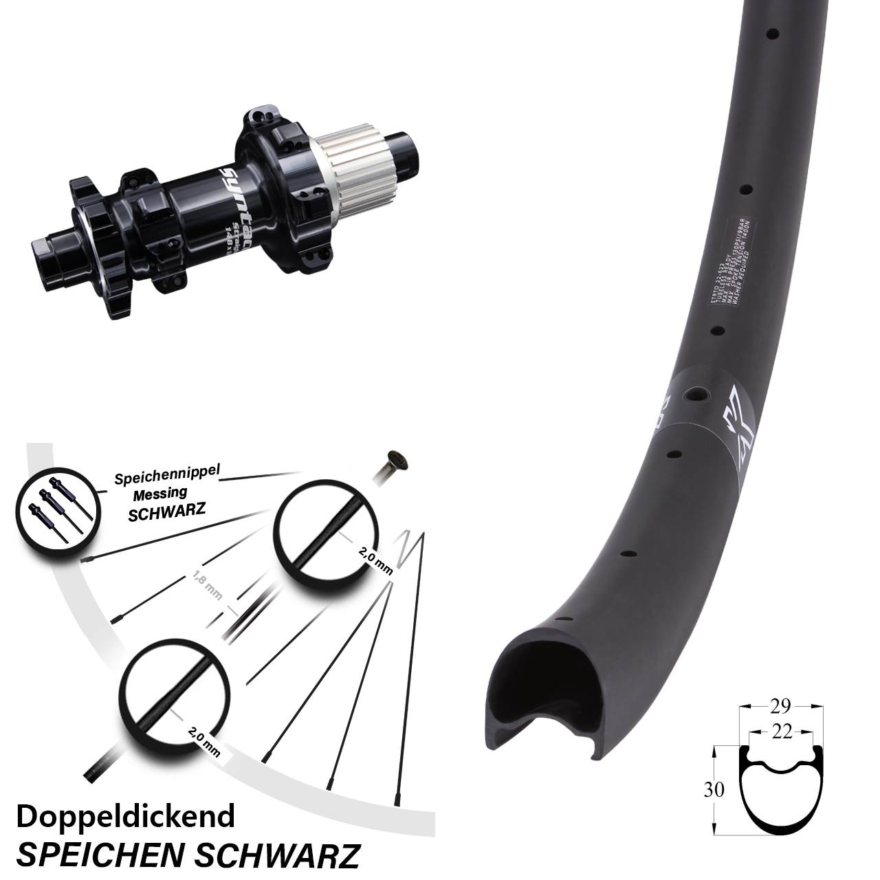 28-29 Zoll KX-RC Gravel Carbon Syntace 12x148 Hinterrad Syntace Disc 6-Loch
