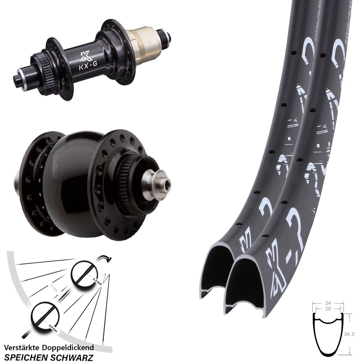29 Zoll KXR-G Road SONdelux Disc Laufrad-Satz für Schnellspanner SRAM XDR