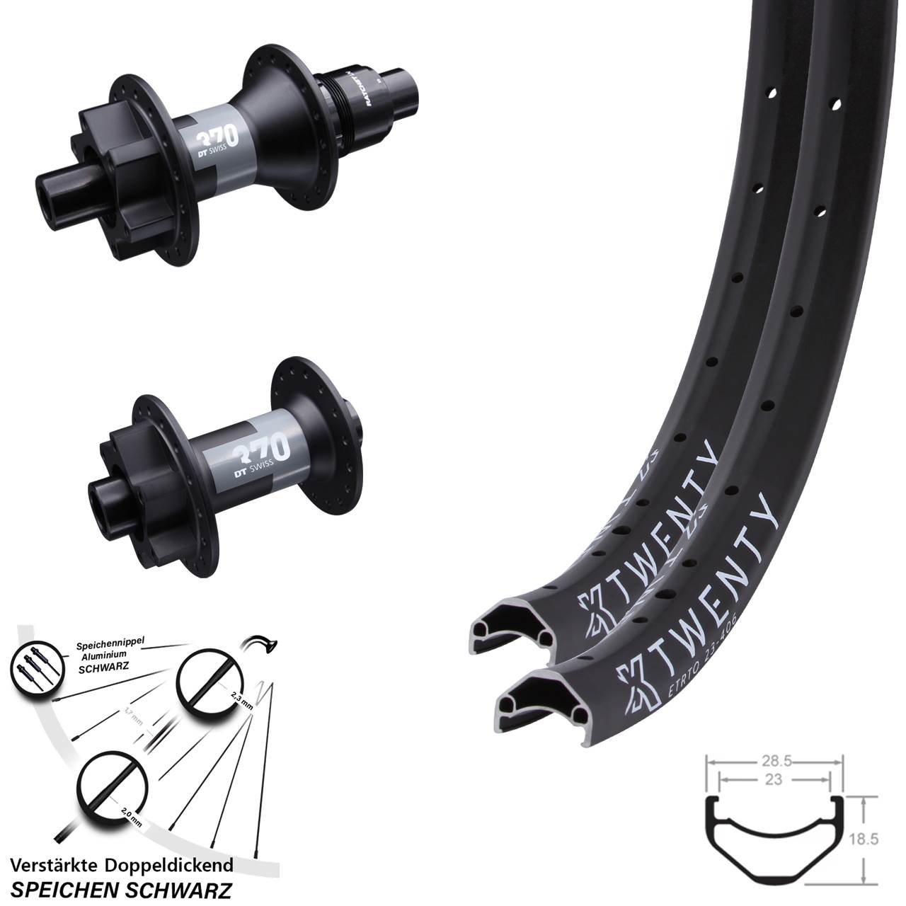 KX Twenty DT Swiss 370 20 Zoll Disc Laufradsatz 15x100 12x142 XD 11-12 fach