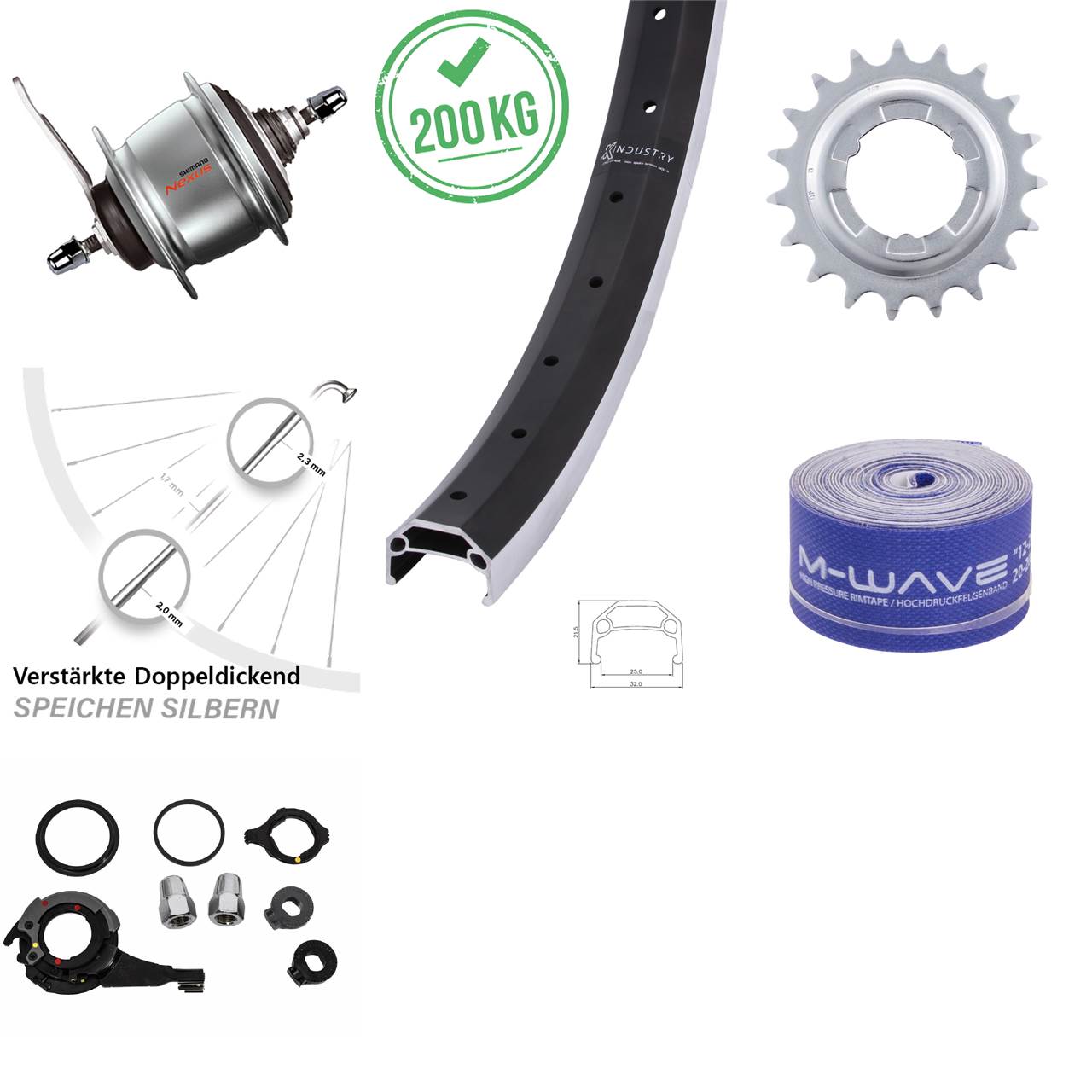 20 Zoll KX Industry Shimano Nexus 8 Gang Hinterrad mit Rücktrittbremse