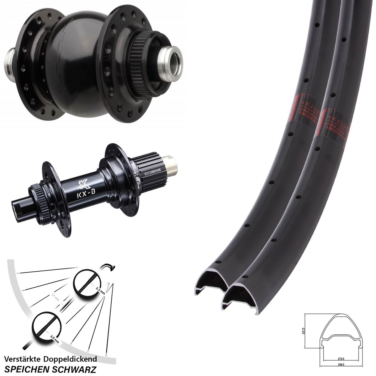 Boost Centerlock Laufradsatz 12x110/148 27,5 Zoll KX-B Clue SON 28 Shimano Micro Spline