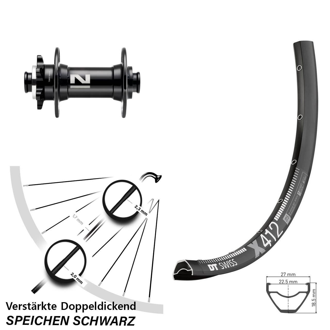 Disc Vorderrad 29 Zoll DT Swiss X412 Novatec D041 15x110 Boost