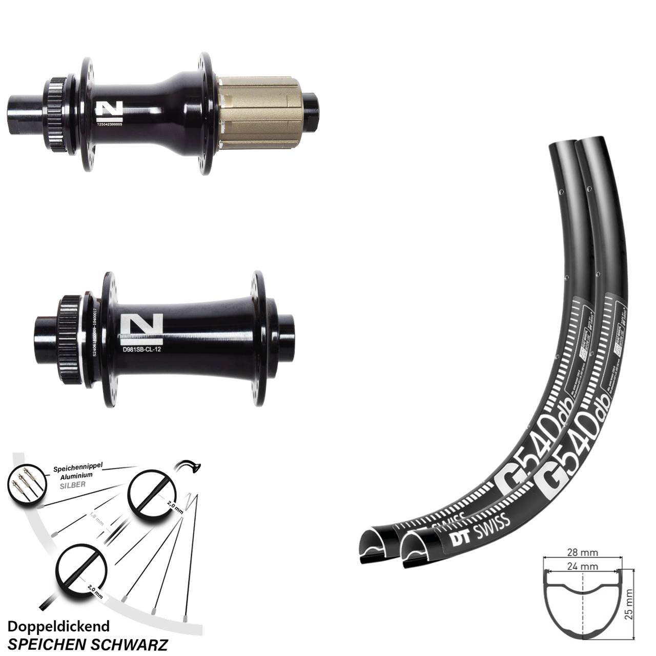 Disc Laufrad-Satz 27,5 Zoll DT Swiss G540 Novatec D792SB D981 8-12 fach 12x100/142