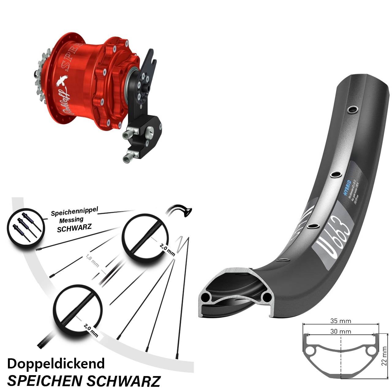 DT Swiss U663 Rohloff 500/14 CC DB OEM2 Tandem rot 26 Zoll Disc Hinterrrad