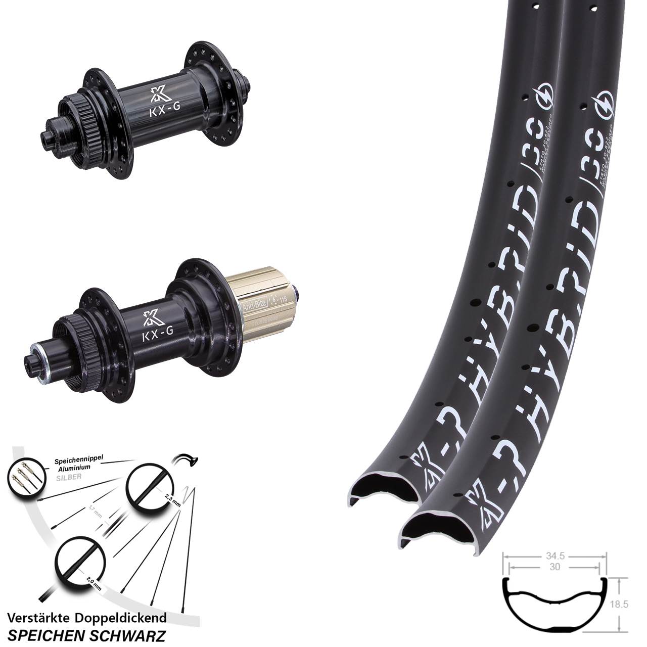 29 Zoll KX-GR Hybrid 30 Disc Laufrad-Satz für Schnellspanner 8-12 fach