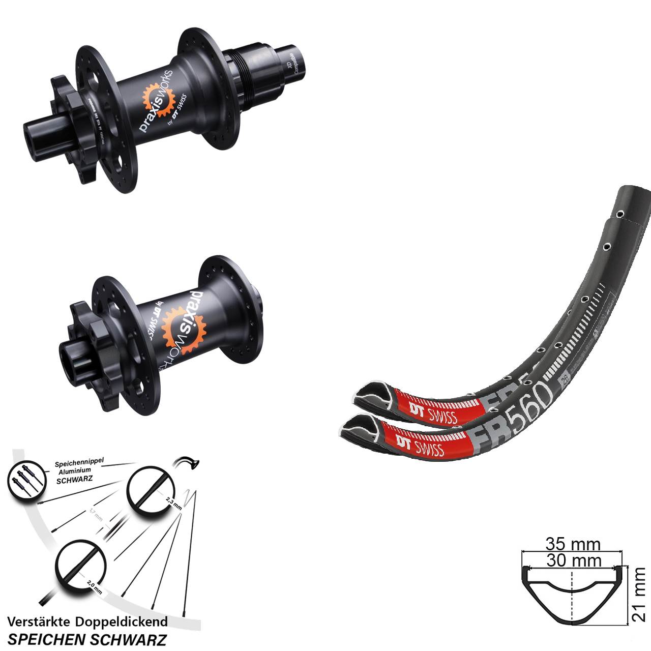 Laufradsatz 6-Loch 26 Zoll DT Swiss FR560-350-350 SL XD 15x100 12x142