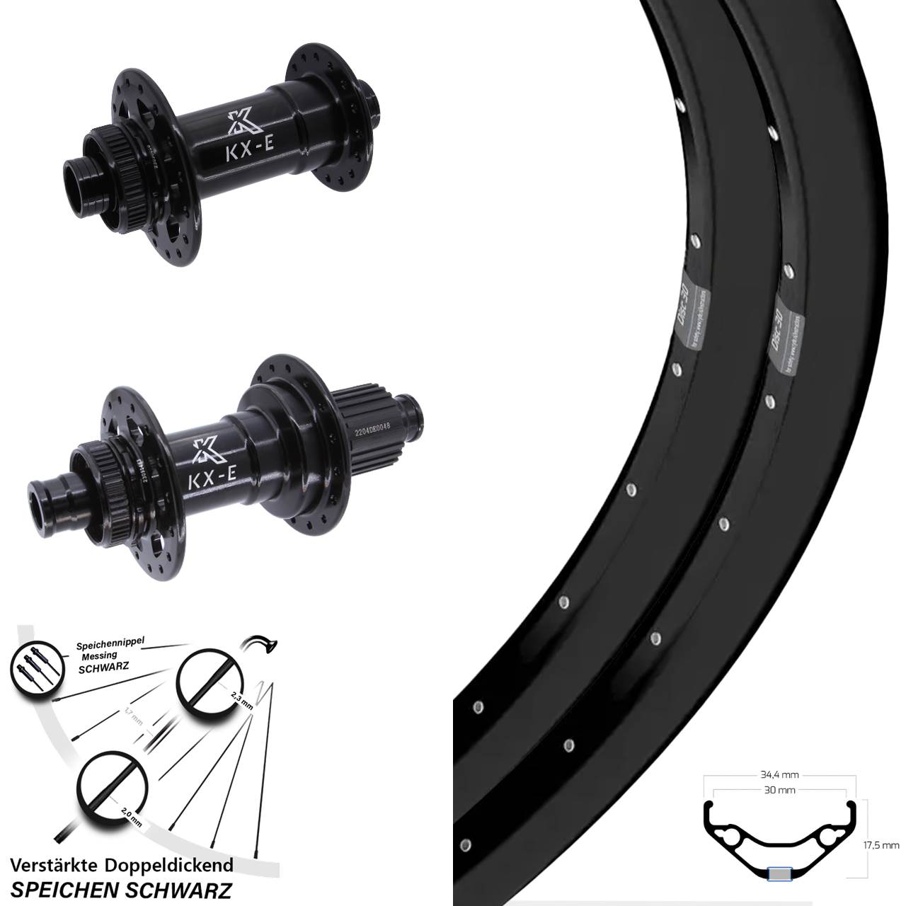 Centerlock Laufradsatz 27,5 Zoll Ryde Disc 30 KX-E Heavy Duty Micro Spline 15x110 12x148