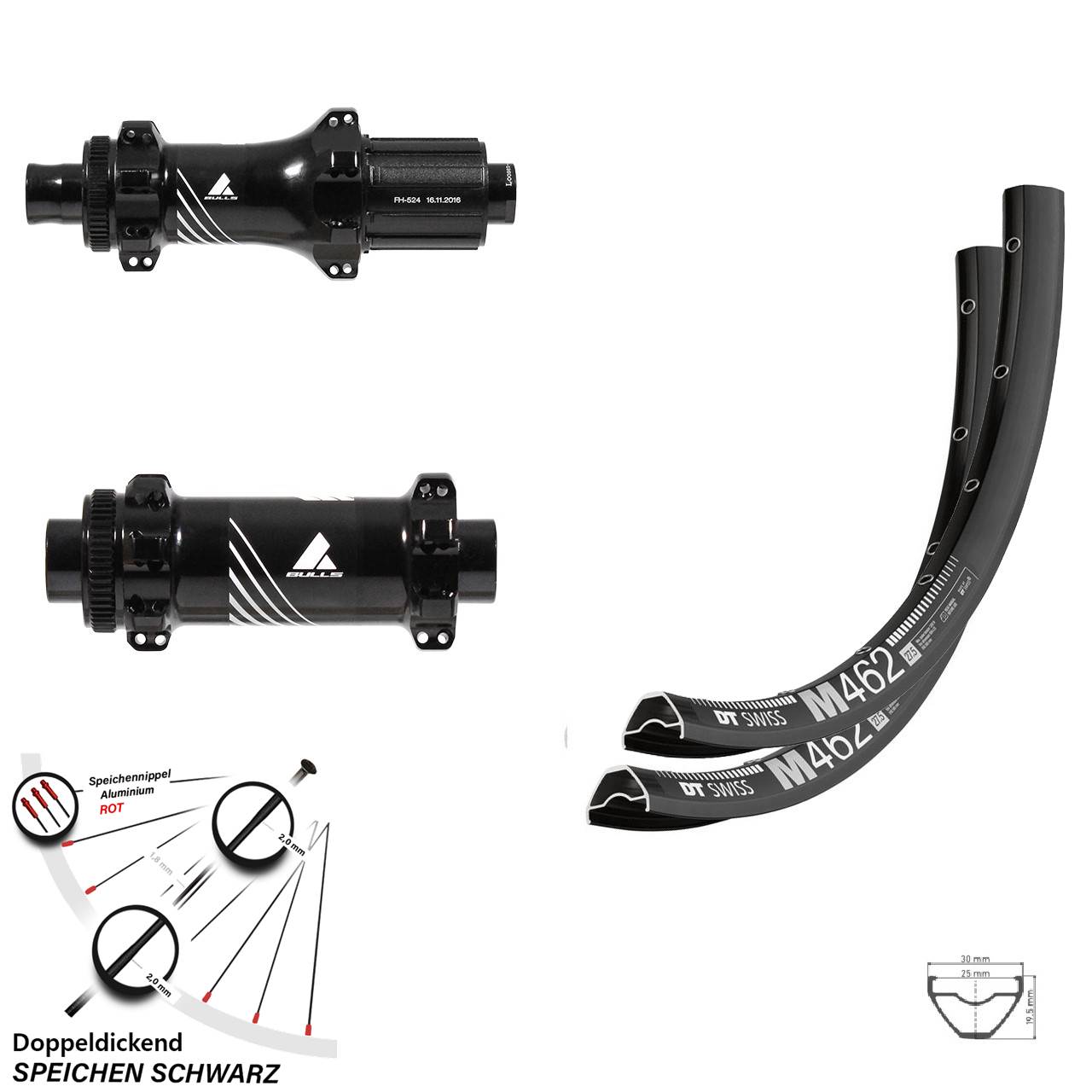 Laufradsatz 29 Zoll DT Swiss M 462 Boost Centerlock Formula Bulls Straightpull 11-fach