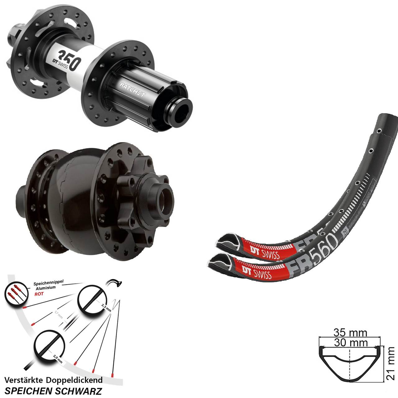 26 Zoll DT Swiss FR 560 350 SON 28 Disc Laufradsatz 15x100 12x142 8-11 fach HG