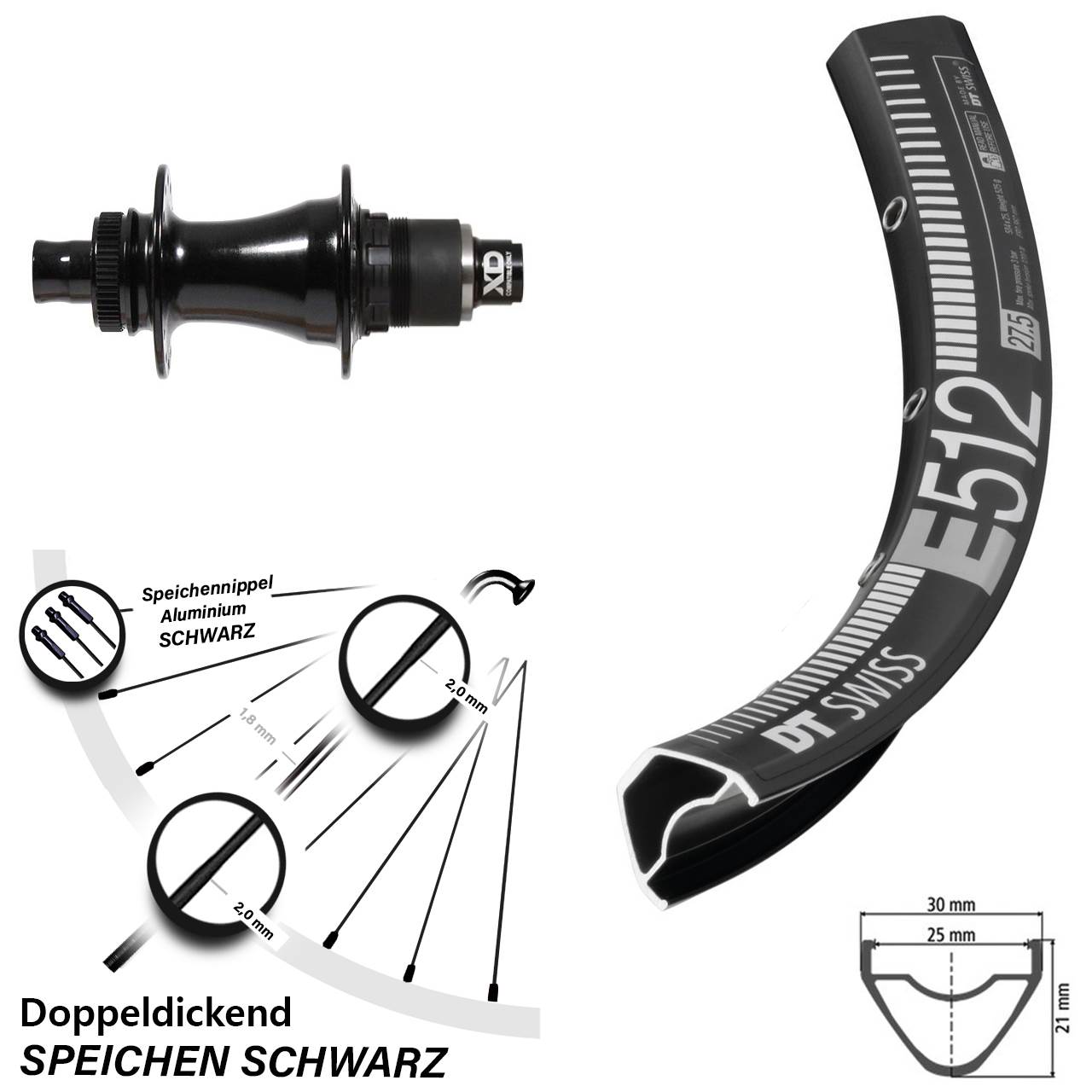 Laufrad 29 Zoll DT Swiss E 512 Disc Formula CL-142S 12x142 Centerlock XD