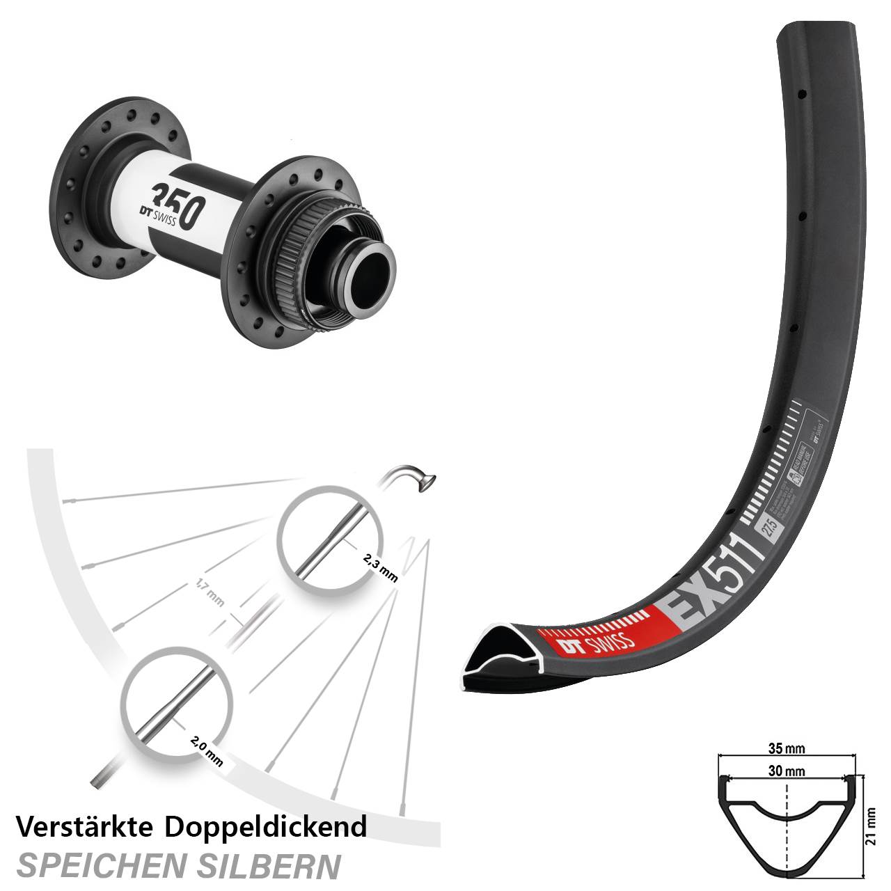 Disc Vorderrad 29 Zoll DT Swiss EX 511-350 15x110 Boost