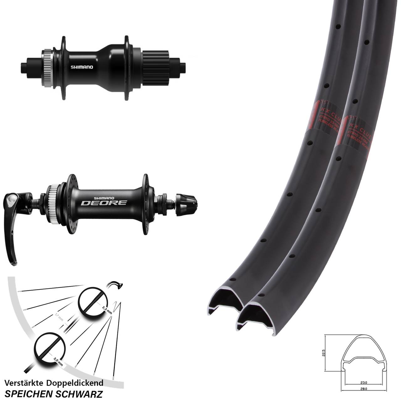 Laufradsatz Centerlock QR 27,5 Zoll KX Clue Shimano Deore FH-QC500 Micro Spline