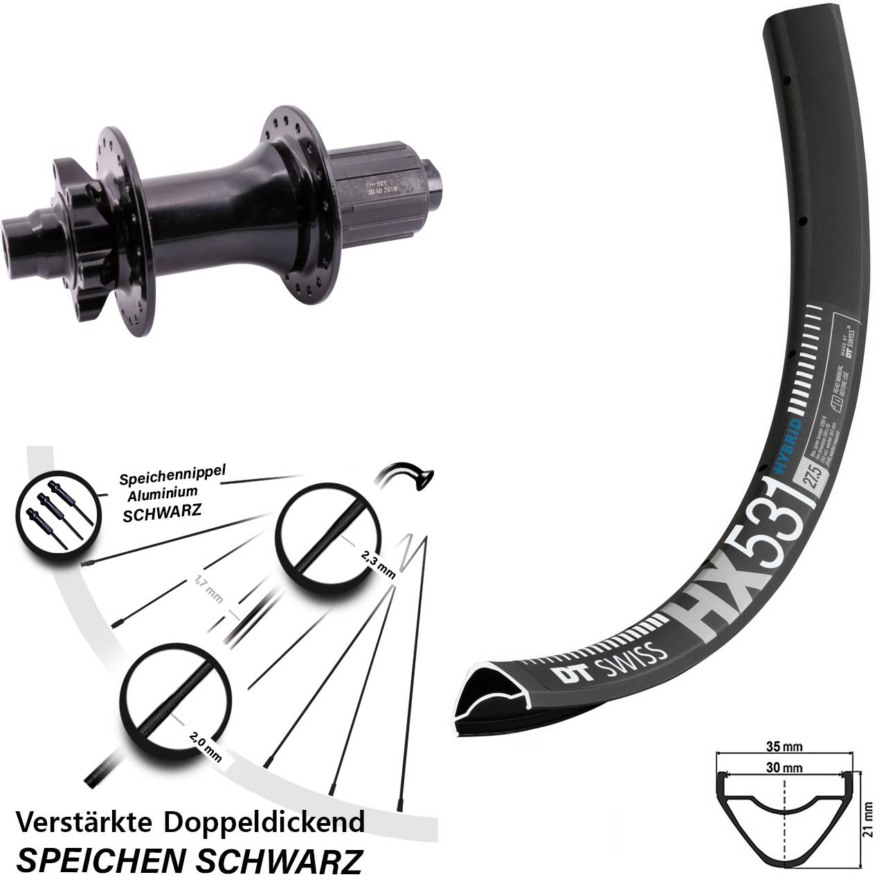 Boost Disc Hinterrad 12x148 29 Zoll DT Swiss HX531 Formula ECT-148S 8-11 fach