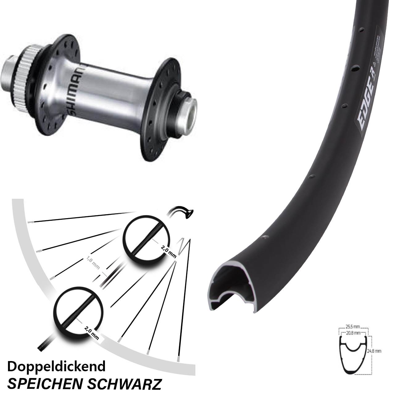 Vorderrad Centerlock 28 Zoll Ryde Edge R25 Offset Shimano RS770 12x100