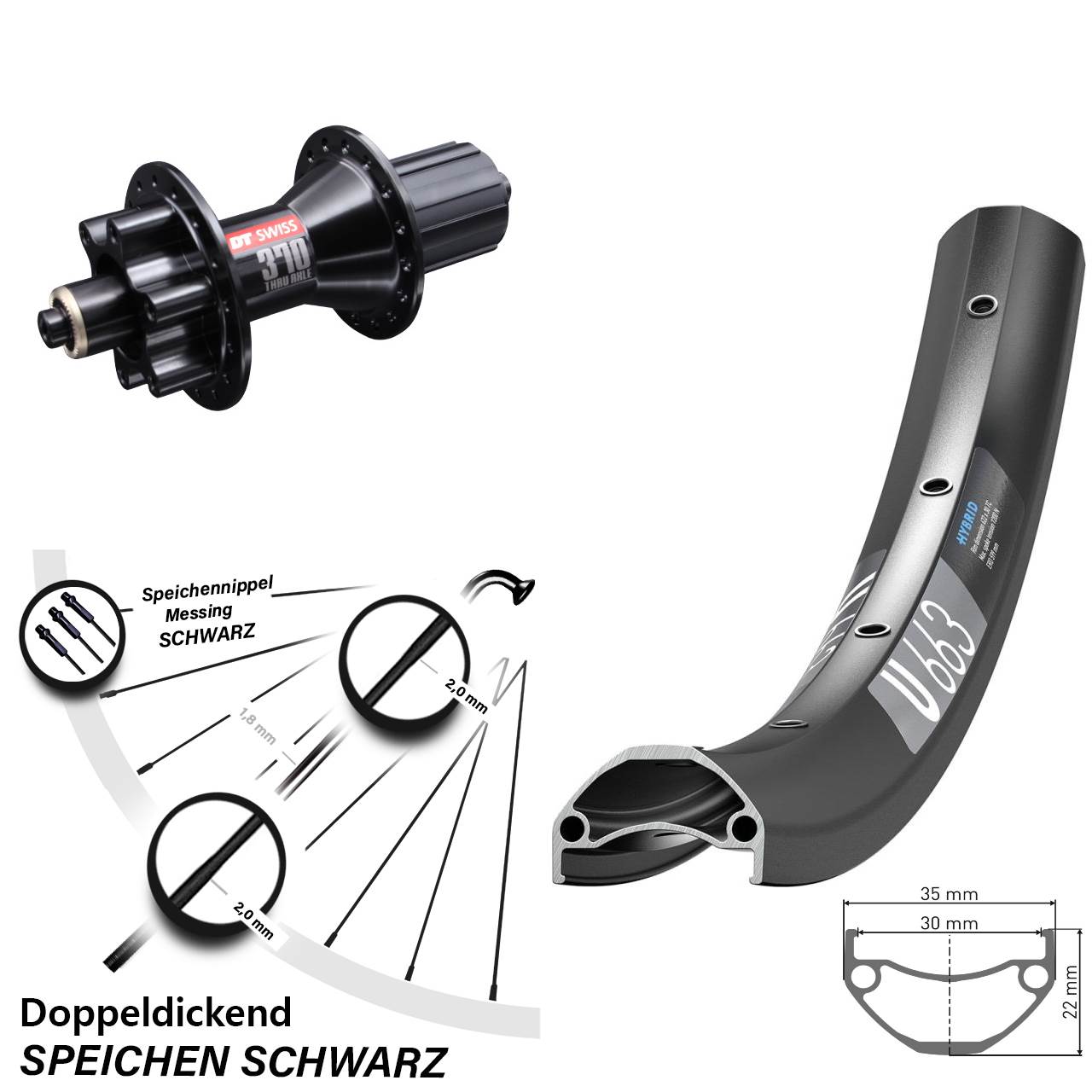 6-Loch Hinterrad 26 Zoll DT Swiss U663-370 8-11 fach HG