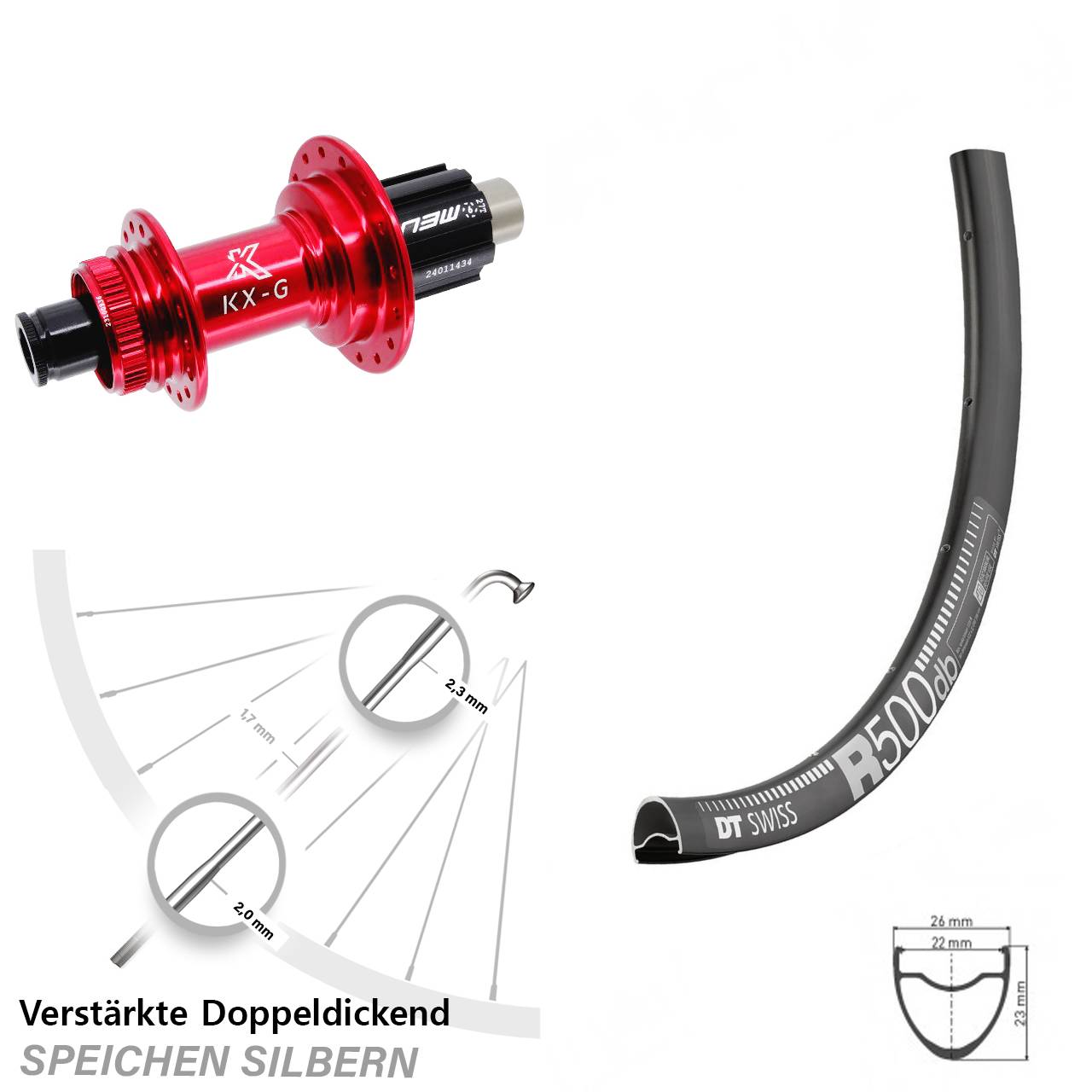 Disc Laufrad 12x142 29 Zoll DT Swiss R500 KX-G rot Campagnolo N3W