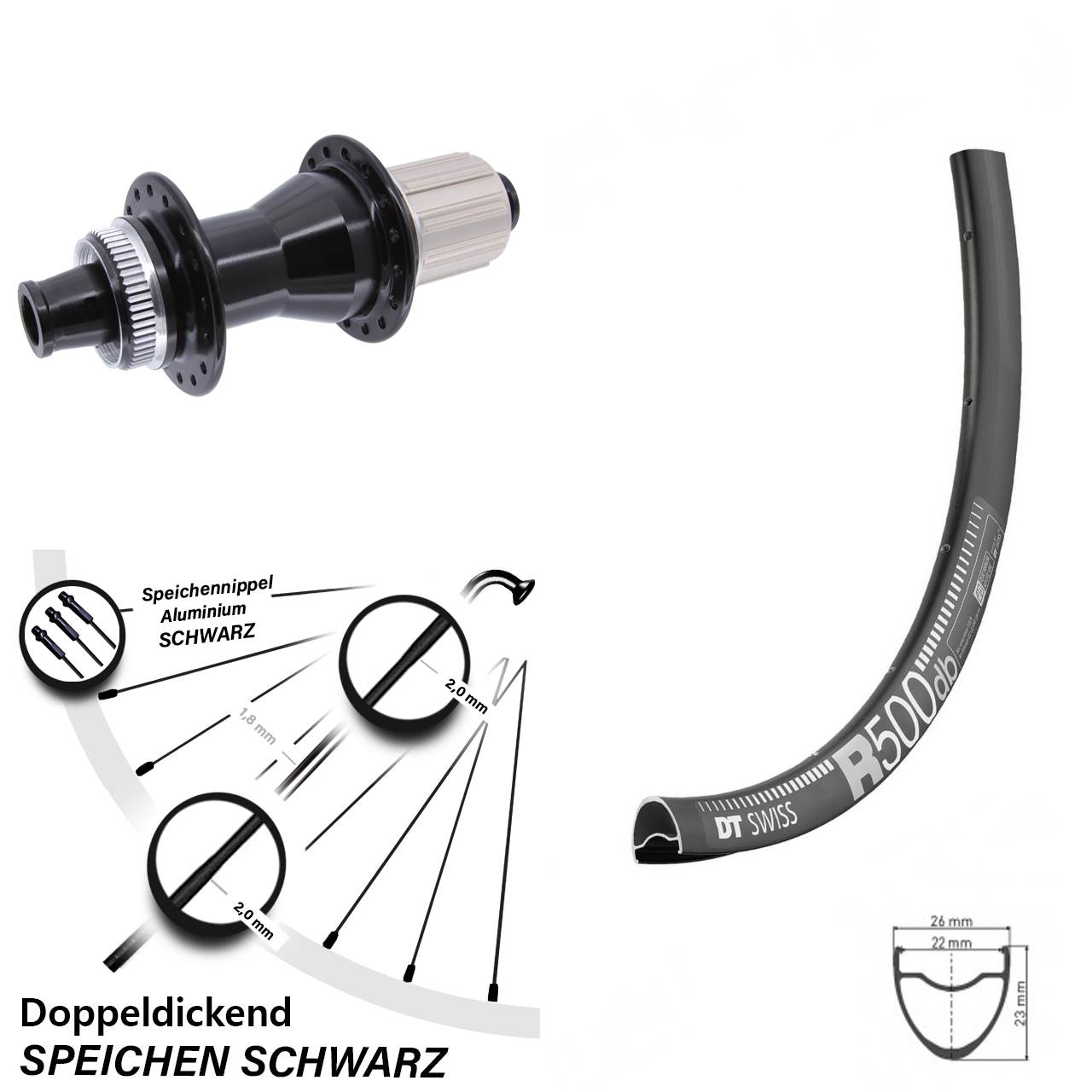 DT Swiss R500 Novatec CL142 28 Zoll Disc Hinterrad 12x142 8-12 fach HG