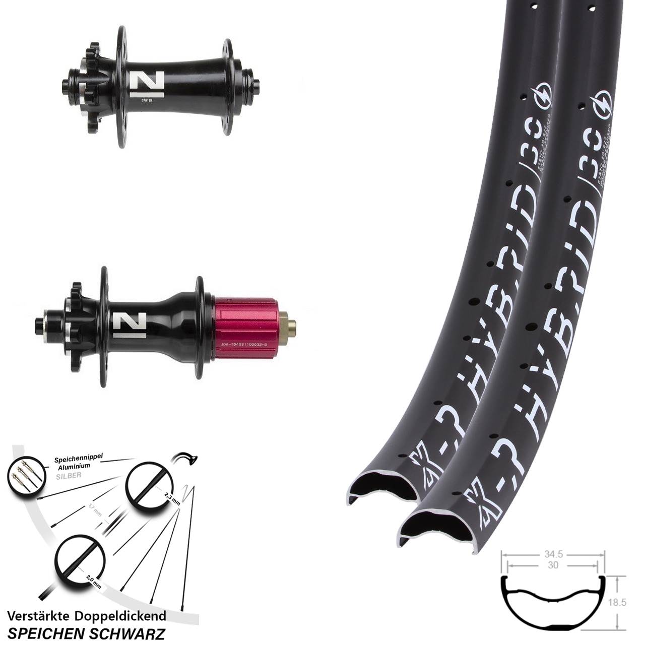 Disc Laufradsatz für Schnellspanner 29 Zoll KX-R Hybrid 30 Novatec D791/D792 8-12 fach