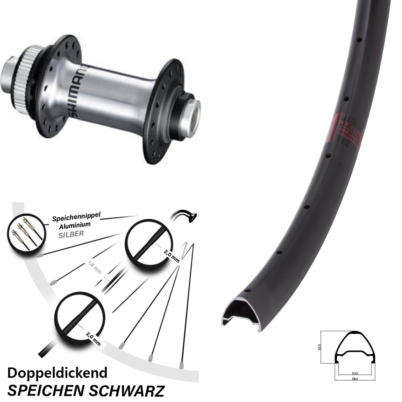 650B KX Clue Shimano RS770 Vorderrad Centerlock 12x100