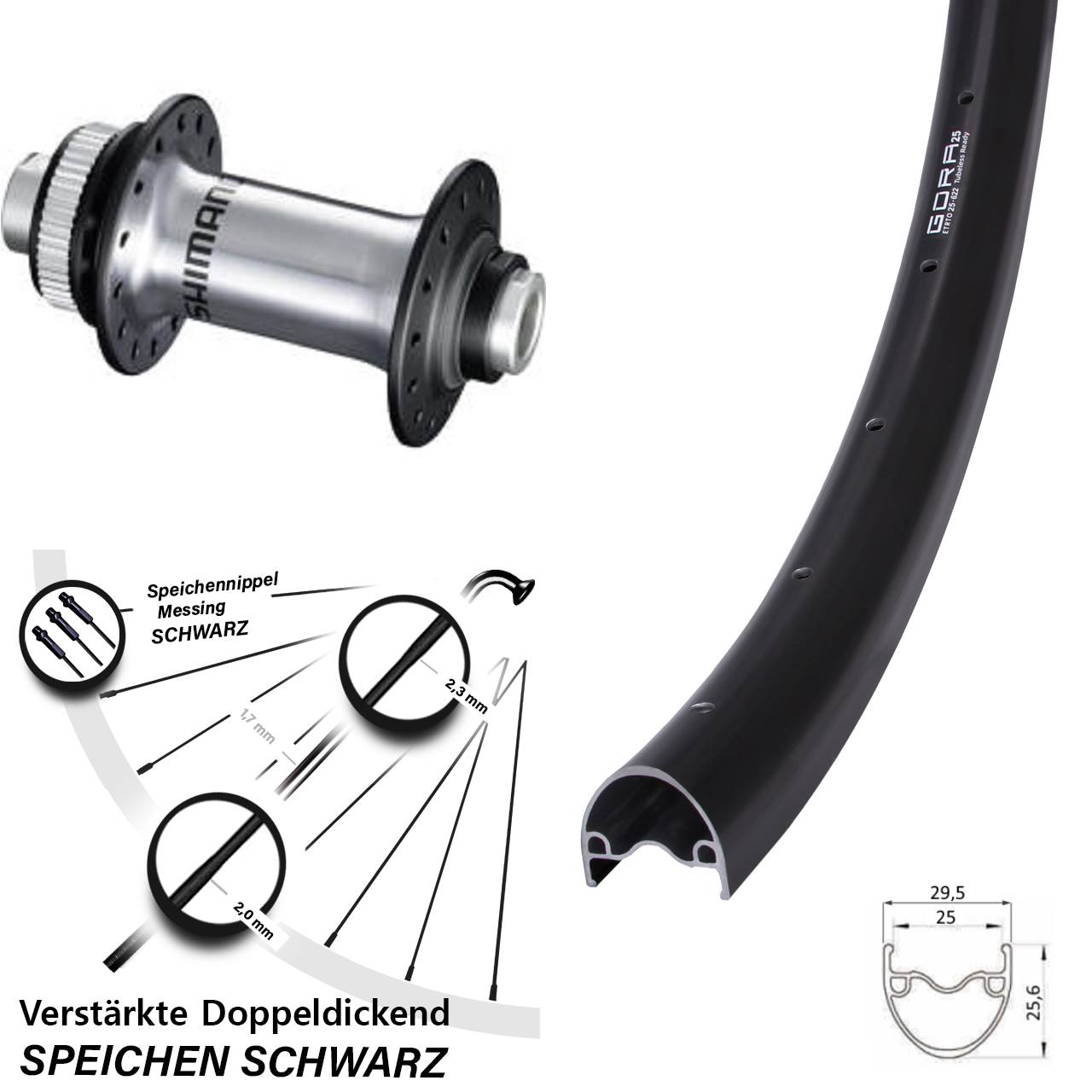 Gora 25 Shimano RS770 28 Zoll Vorderrad Centerlock 12x100