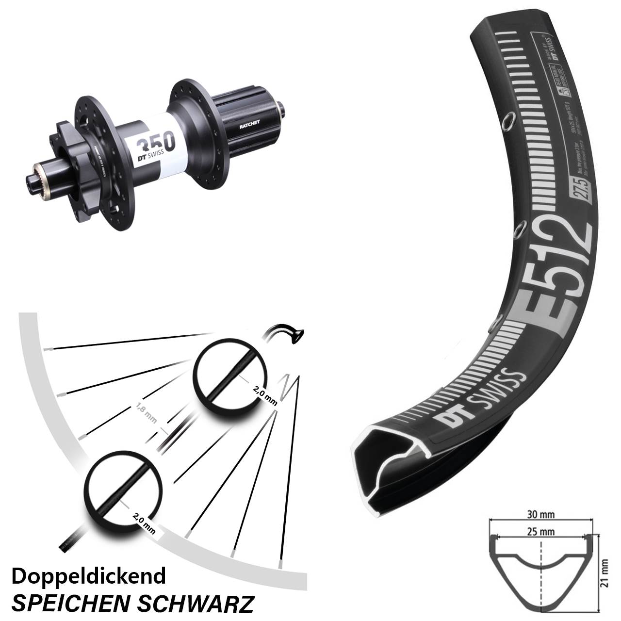29 Zoll Hinterrad DT Swiss E 512 und 350 11-fach