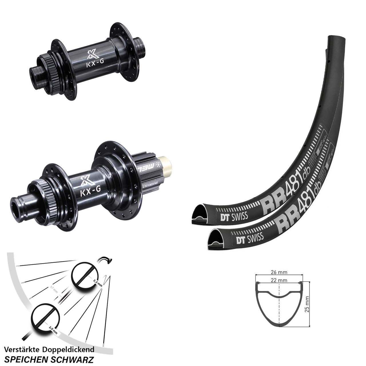 DT Swiss RR481 KX-G 28 Zoll Laufradsatz Centerlock 15x100 12x142 Campa N3W