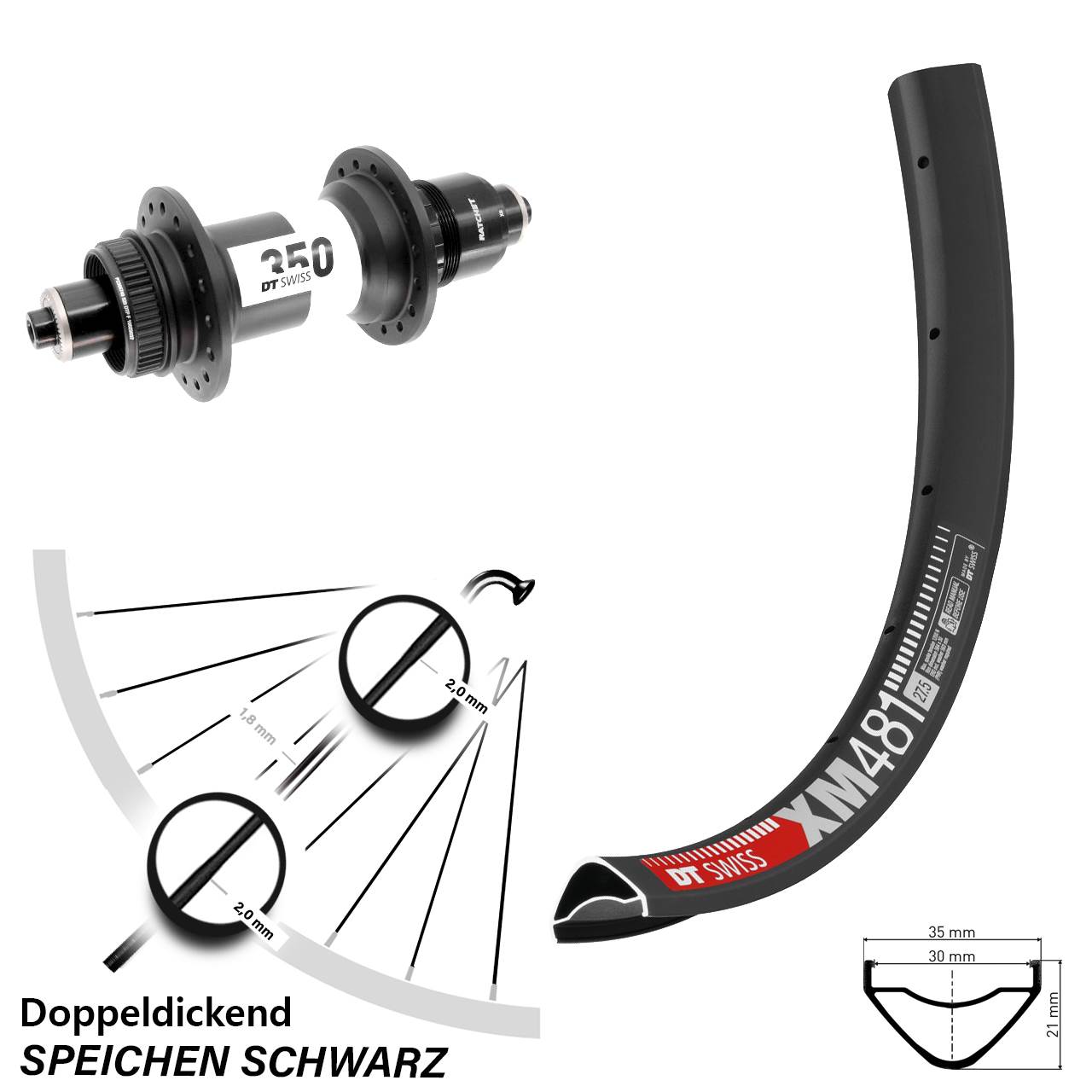 Boost Hinterrad Centerlock QR 27,5 Zoll DT Swiss XM481-350 XD 11-12 fach