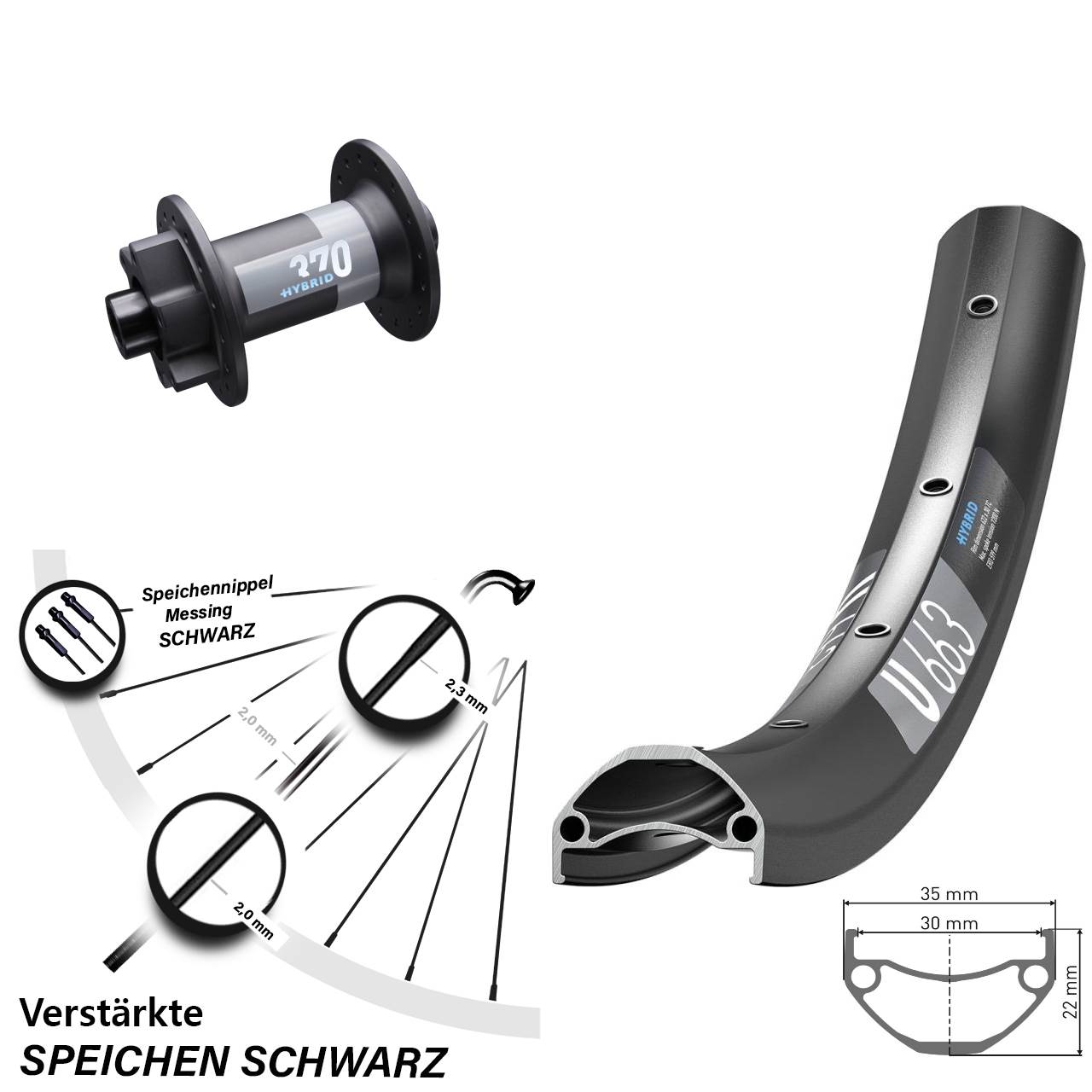 Boost 6-Loch 29 Zoll Vorderrad 15x110 DT Swiss U663-370 Hybrid
