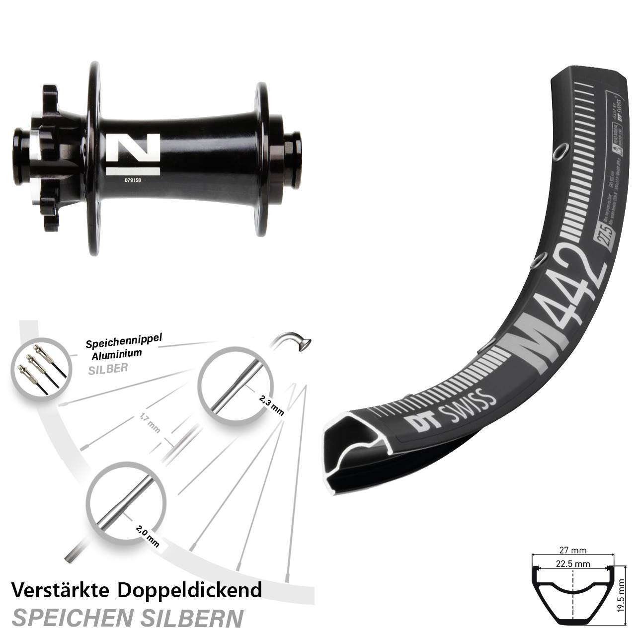 DT Swiss M442 Novatec D791 29 Zoll 6-Loch Vorderrad 15x100